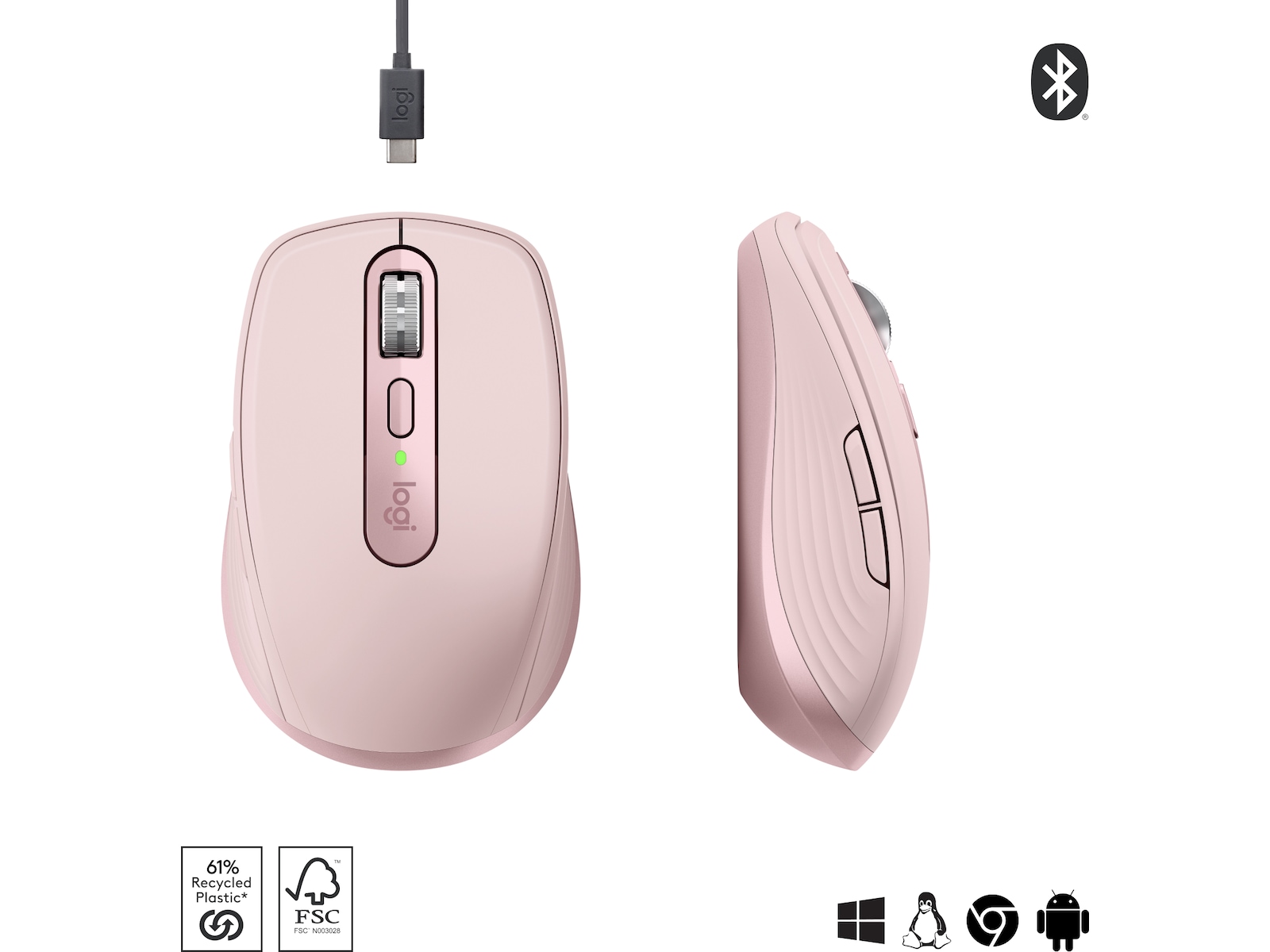 Logitech MX Anywhere 3S trådløs mus (lyserød) Mus