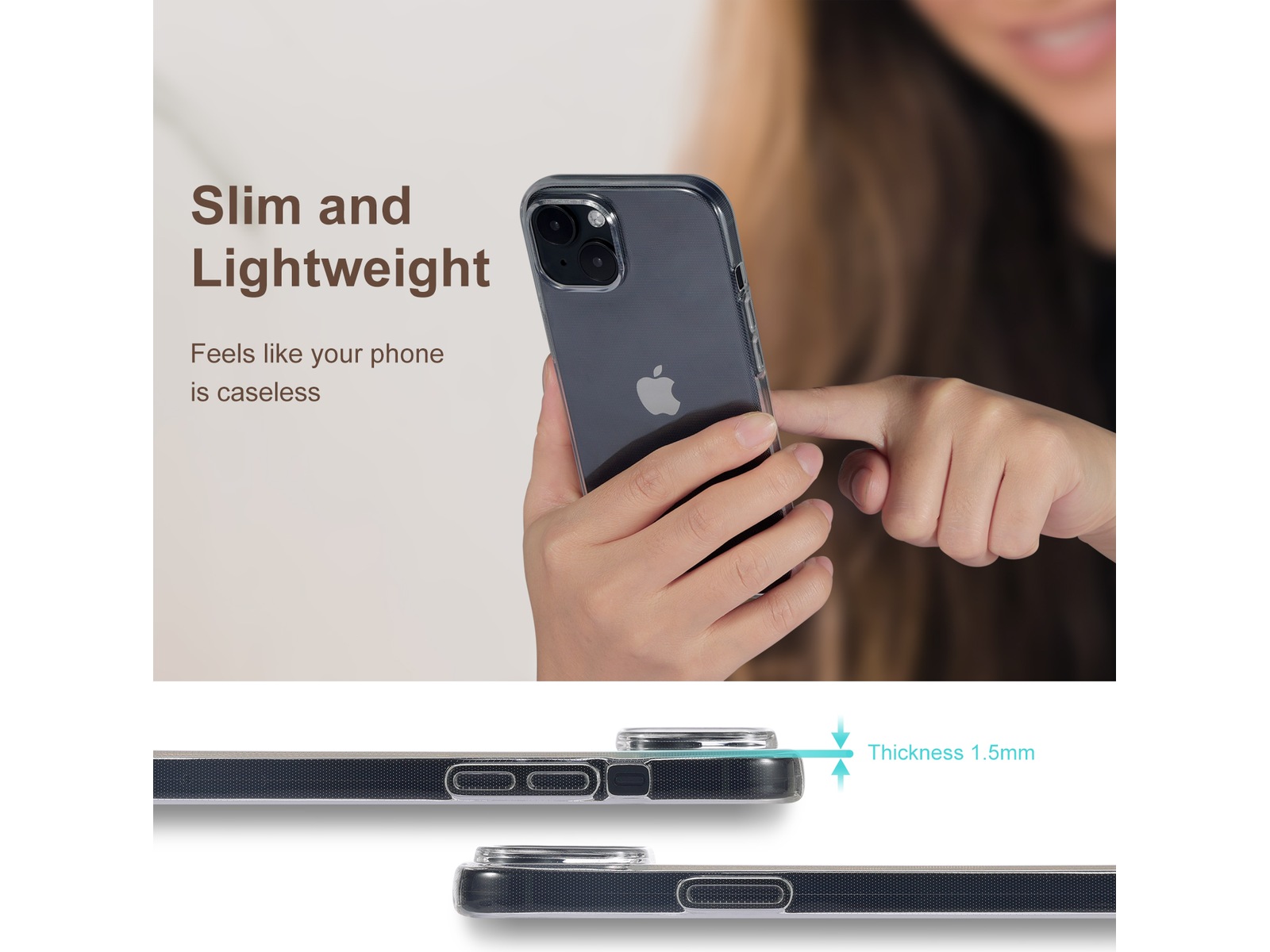 iiglo iPhone 15 / 14 Silikone cover (gennemsigtig) Mobilcover