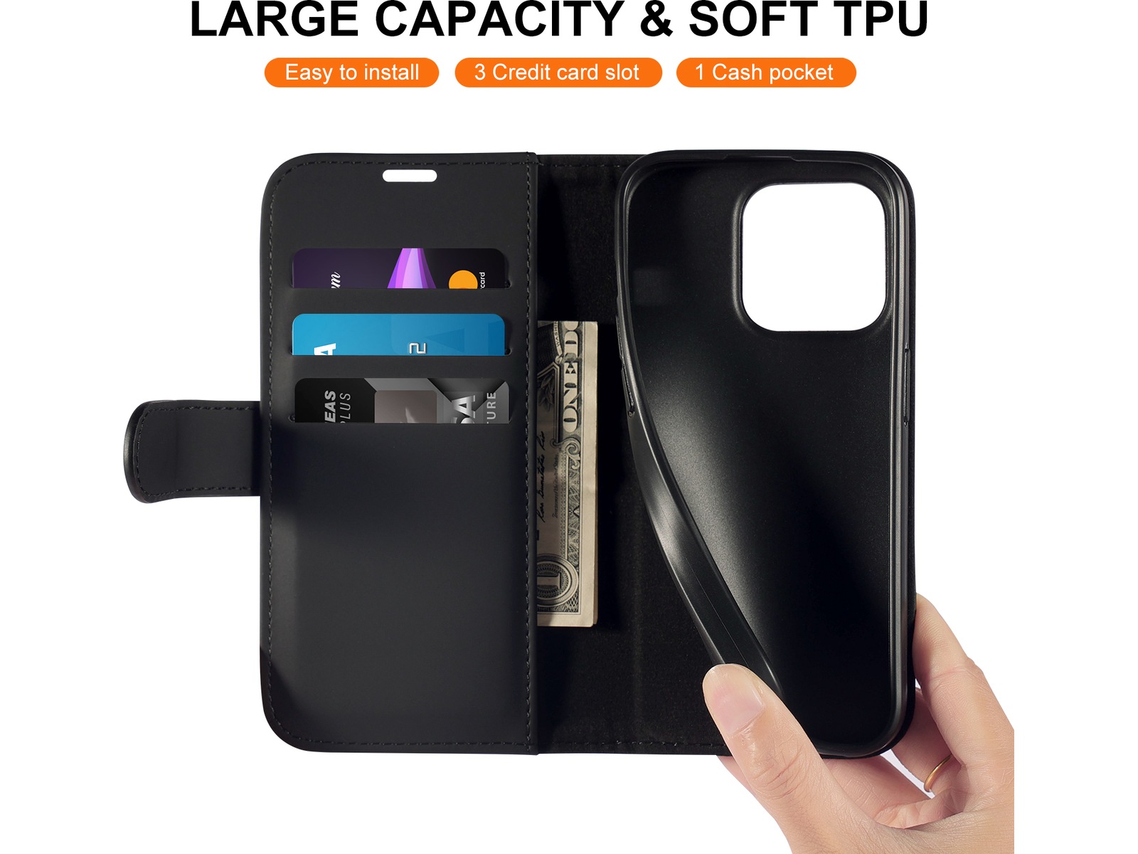 iiglo iPhone 15 Pro Wallet cover (sort) Mobilcover