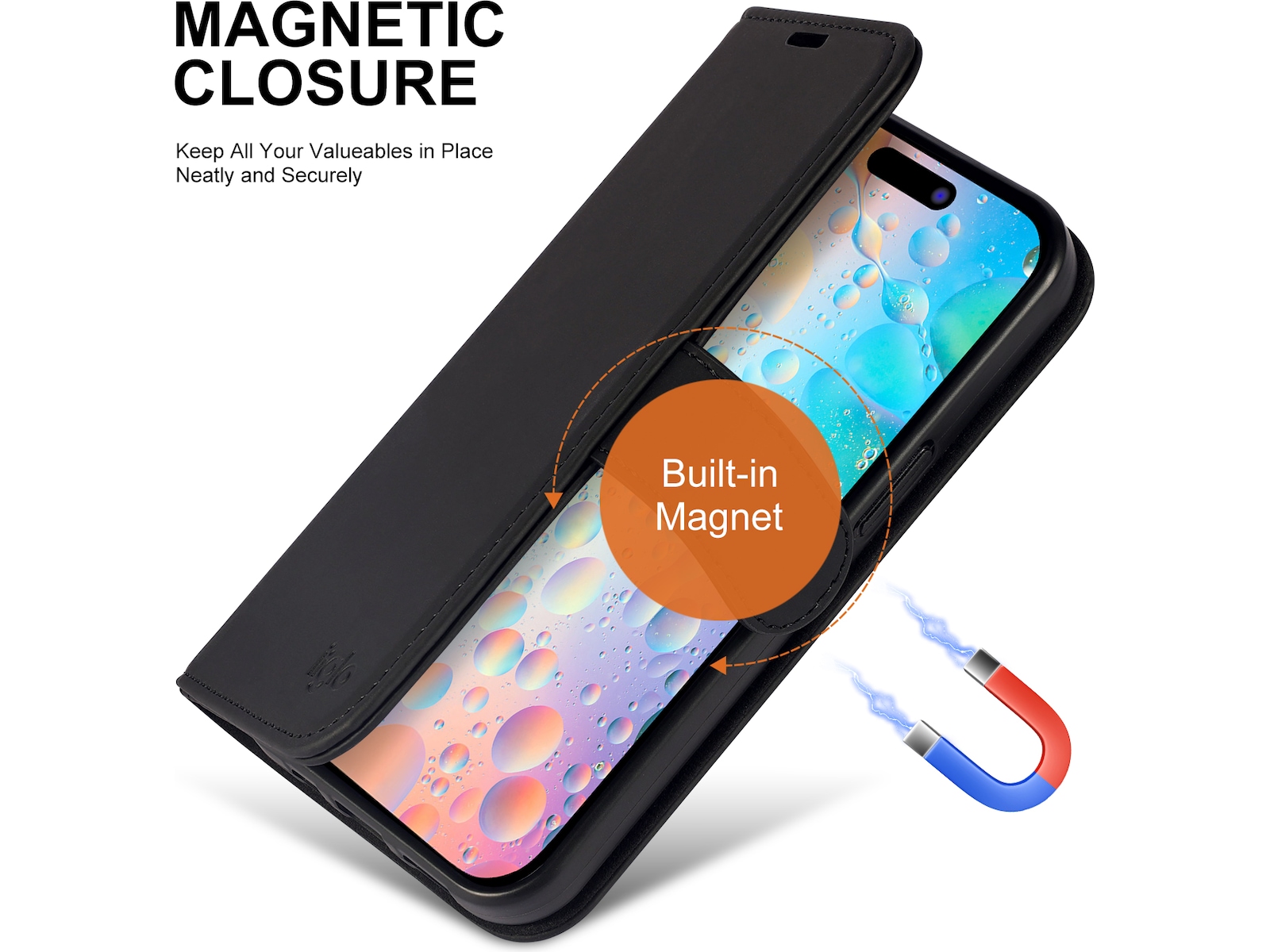 iiglo iPhone 15 / 14 Wallet cover (sort) Mobilcover