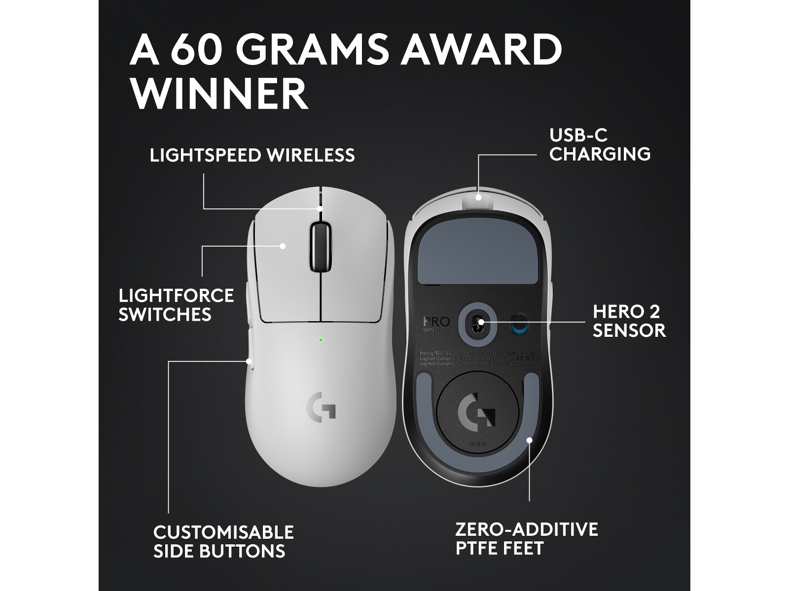 Logitech G Pro X Superlight 2 Lightspeed Trådløs Gamingmus (hvid) Gamingmus