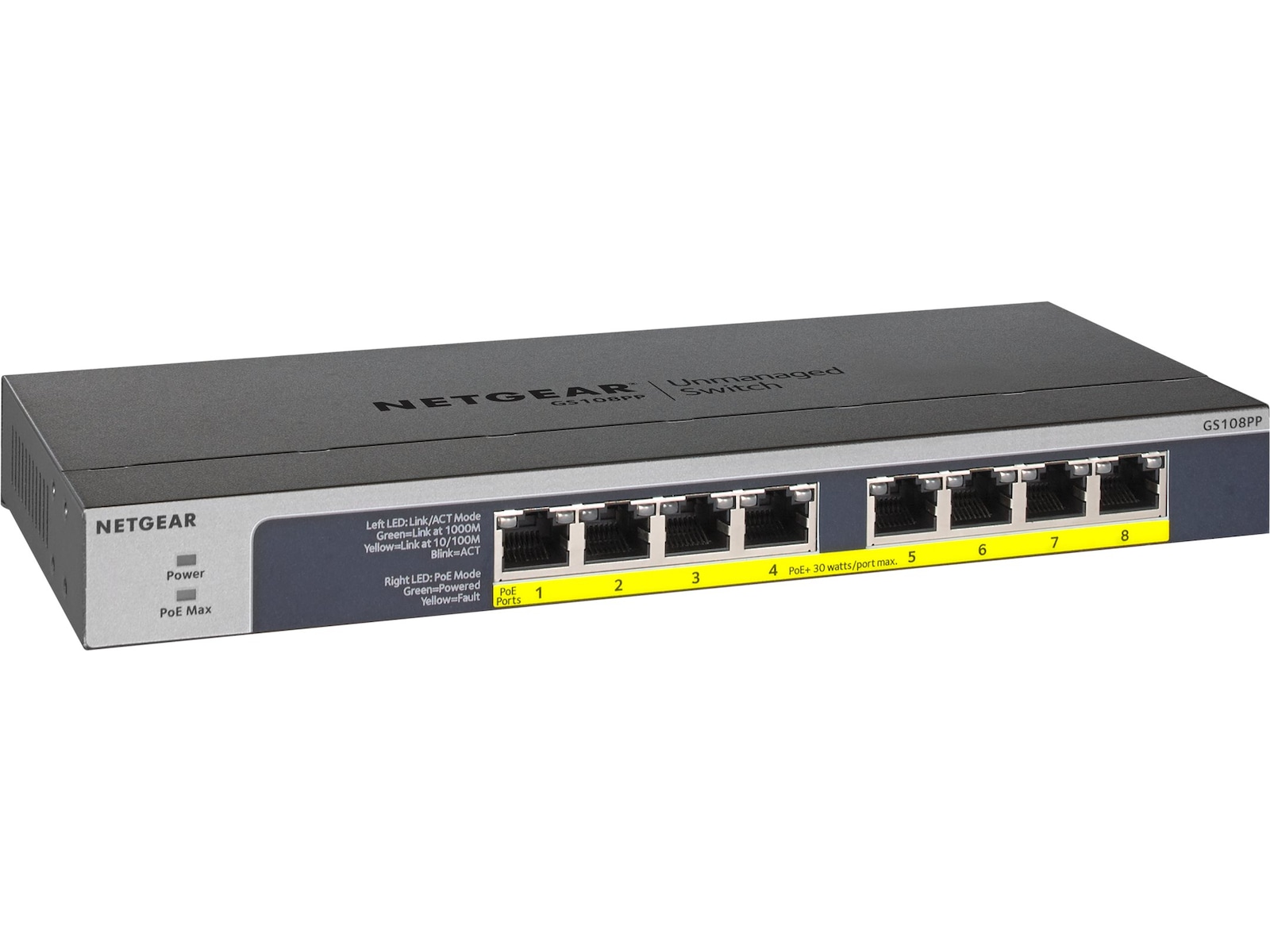 Netgear GS108LP 8-Port Gbit PoE/PoE+ Switch Switch