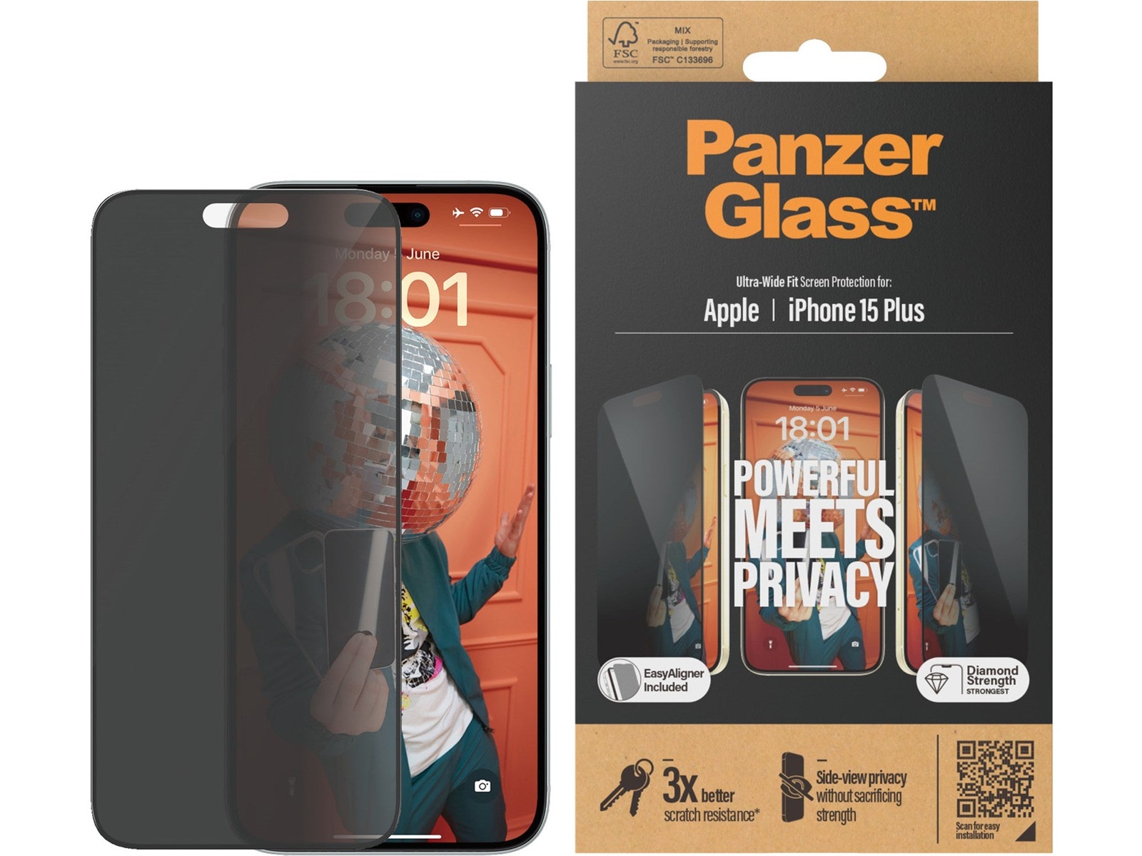 Panzerglass iPhone 15 Plus Privacy Skærmbeskytter Skærmbeskyttelse mobiltelefon