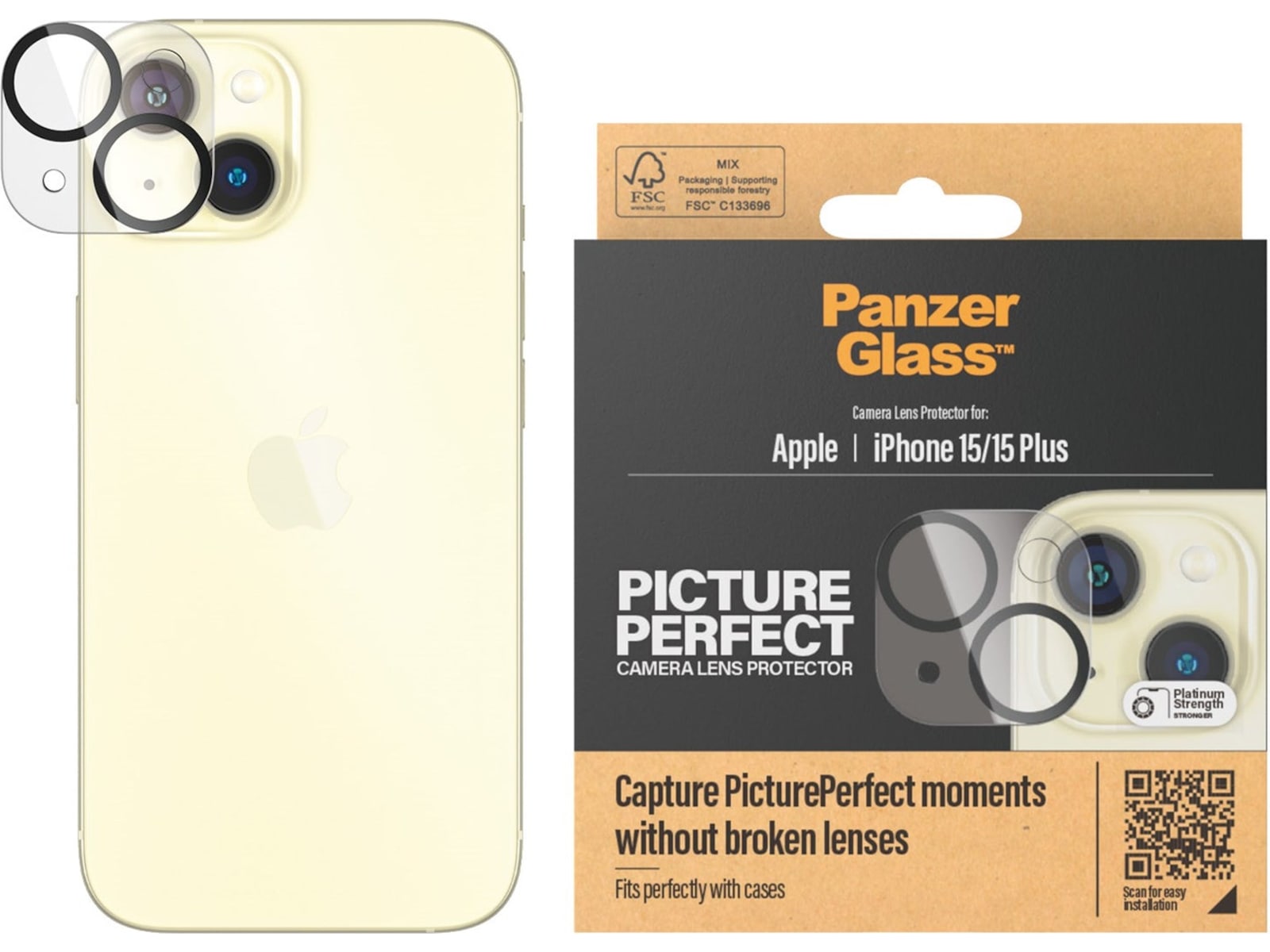 PanzerGlass CP iPhone 15 / 15 Plus Linsebeskytter Skærmbeskyttelse mobiltelefon