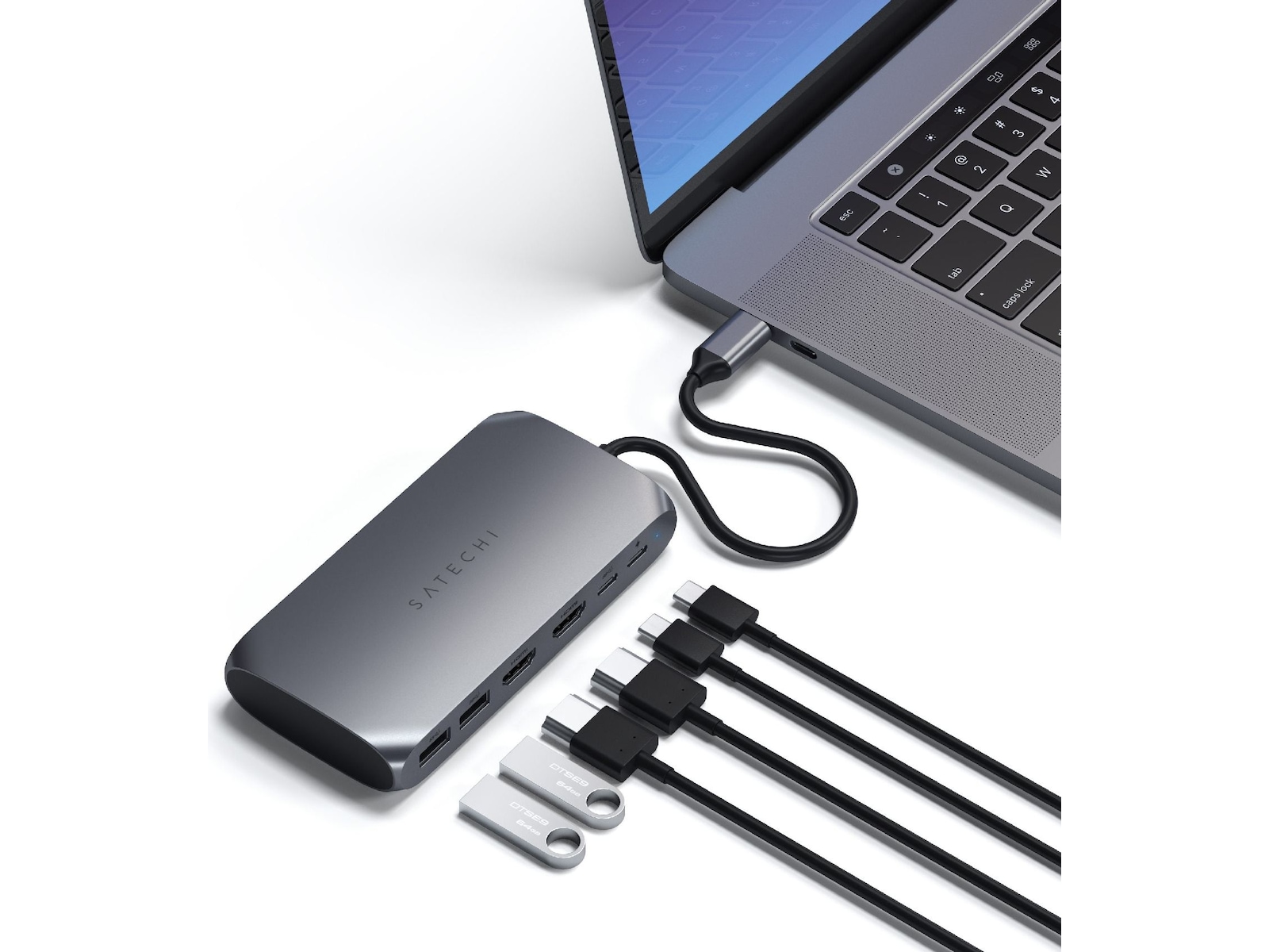 Satechi USB-C M1 Multimedia Adapter (grå) Dockingstation og USB-hub