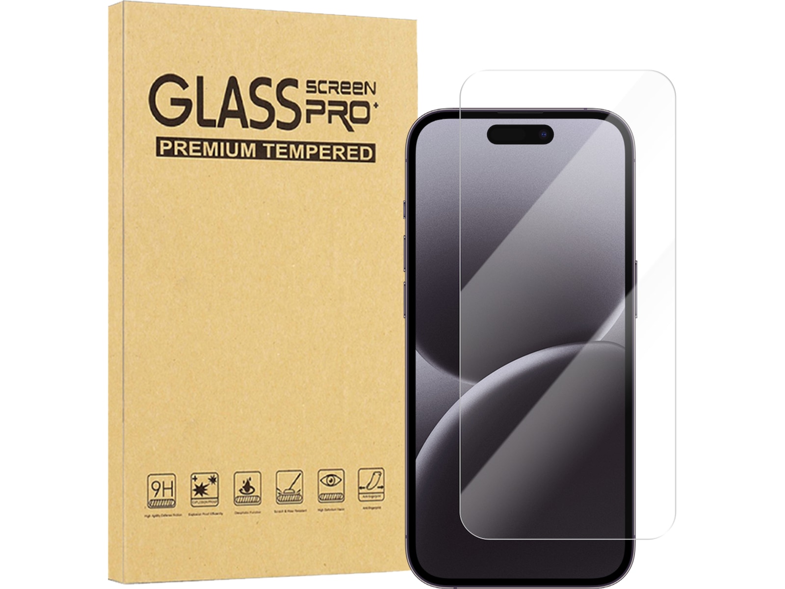 iiglo iPhone 17 Pro Max / 16 Pro Max Clear Glass skærmbeskytter Skærmbeskyttelse mobiltelefon