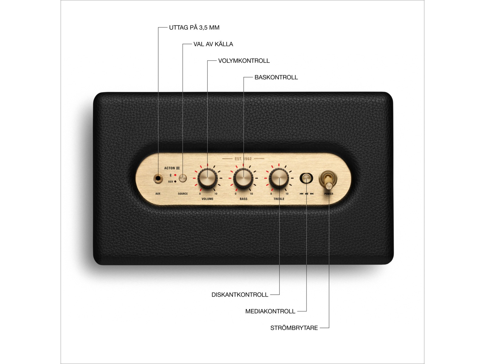 Marshall Acton III Trådløs bluetooth højtale (sort) Trådløs / Bluetooth højttaler