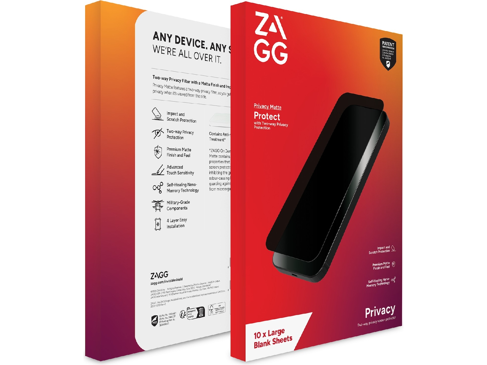 Zagg Privacy Filter Matte Skærmbeskytter - Large Skærmbeskyttelse tablet