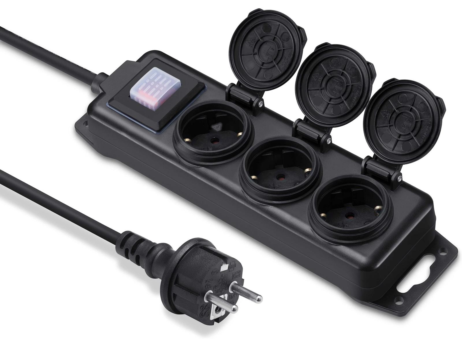 Andersson udendørs strømforgrener 3x stik 3m (sort) Forlængerkabel & strømskinne