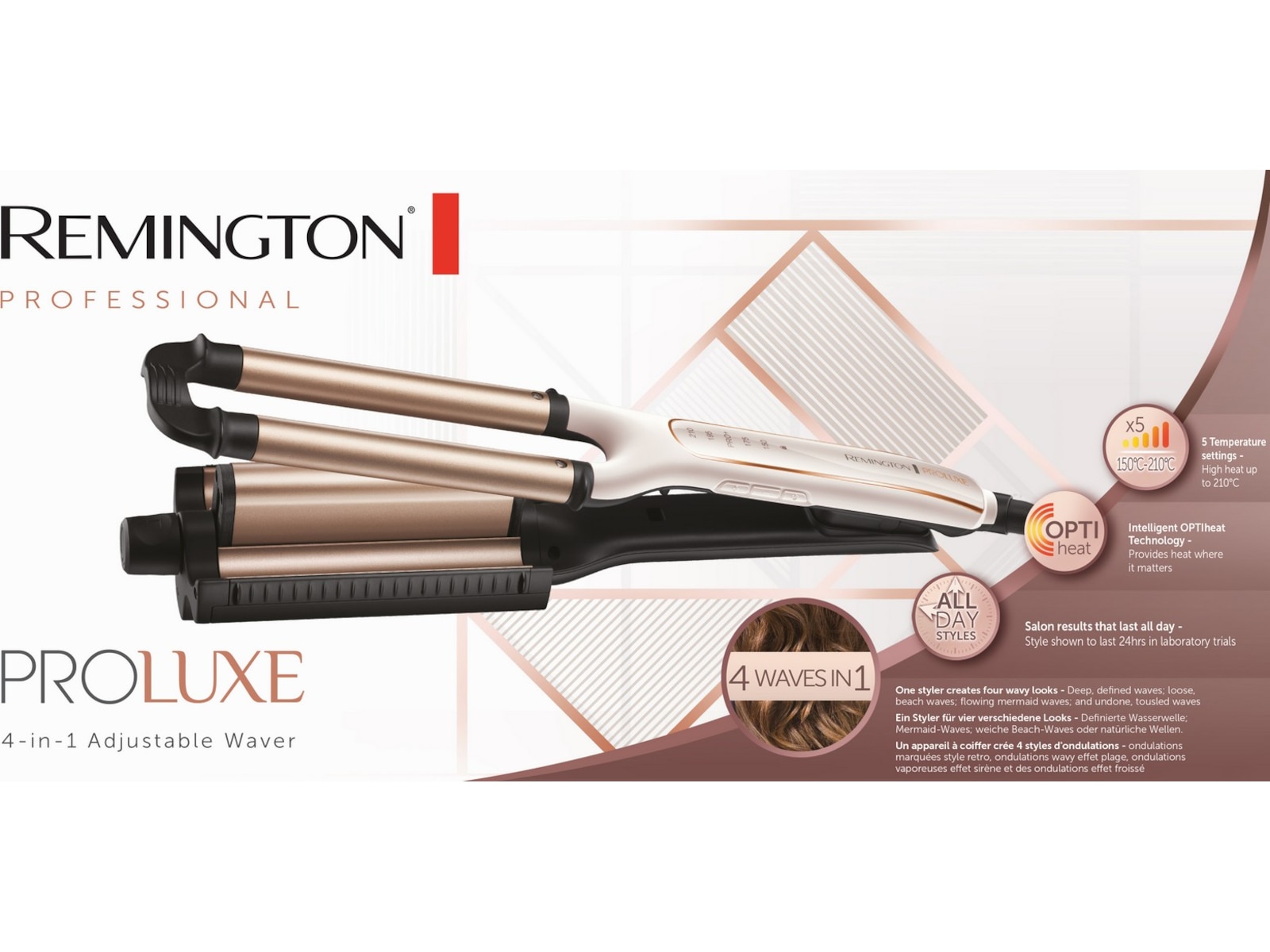 Remington PROluxe 4-i-1 justerbart krøllejern Hårpleje & styling