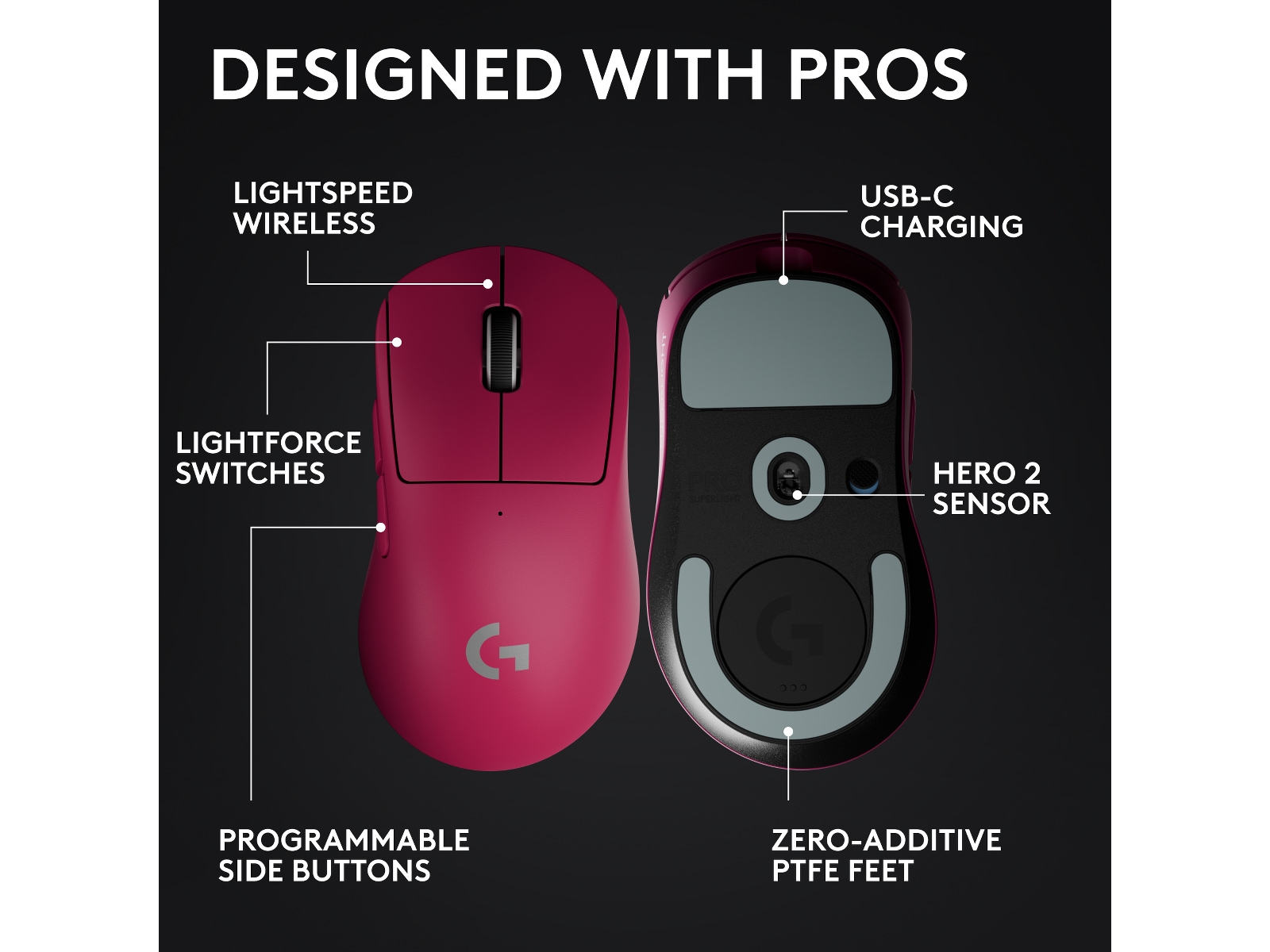 Logitech G Pro X Superlight 2 DEX trådløs gamingmus (lyserød) Gamingmus