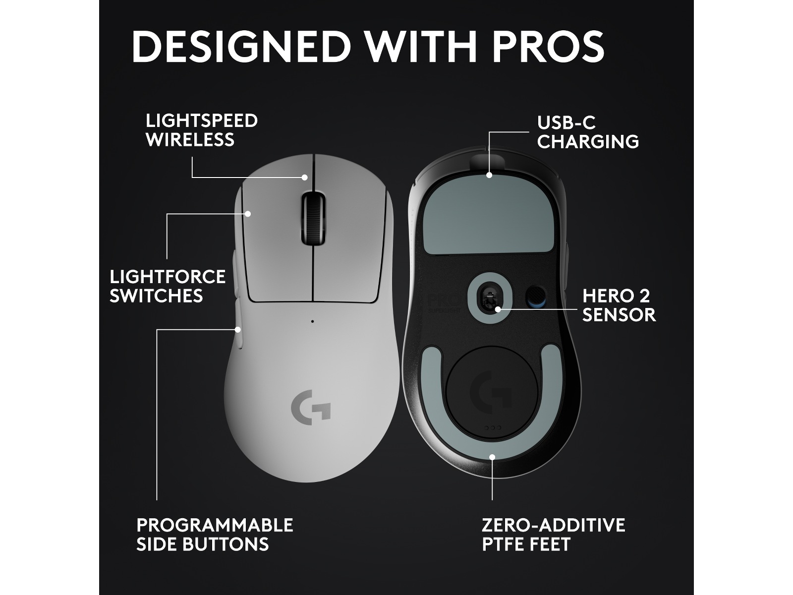Logitech G Pro X Superlight 2 DEX trådløs gamingmus (hvid) Gamingmus