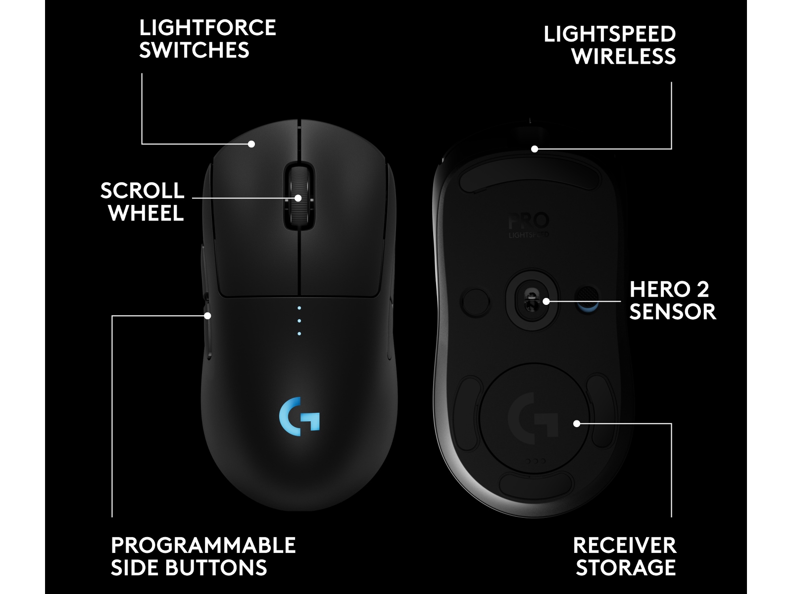 Logitech PRO 2 Lightspeed Trådløs Gamingmus (sort) Gamingmus