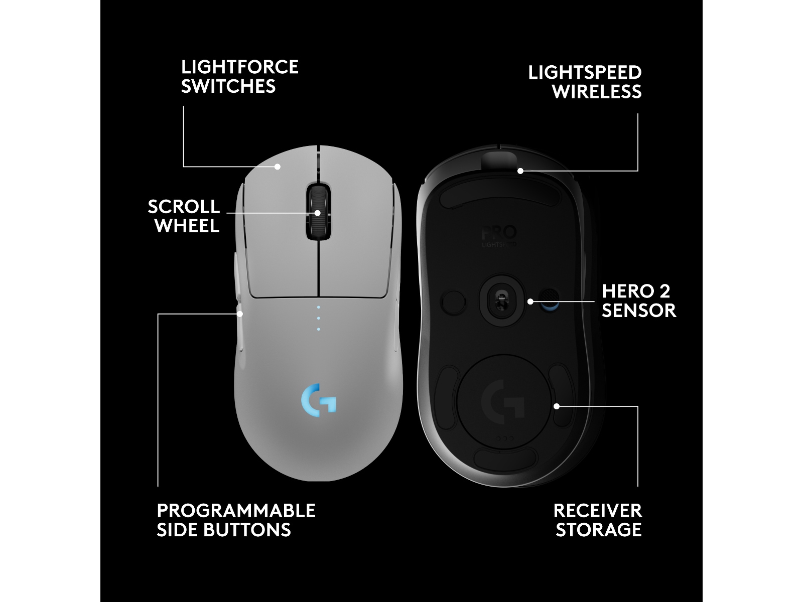 Logitech PRO 2 Lightspeed Trådløs Gamingmus (hvidt) Gamingmus