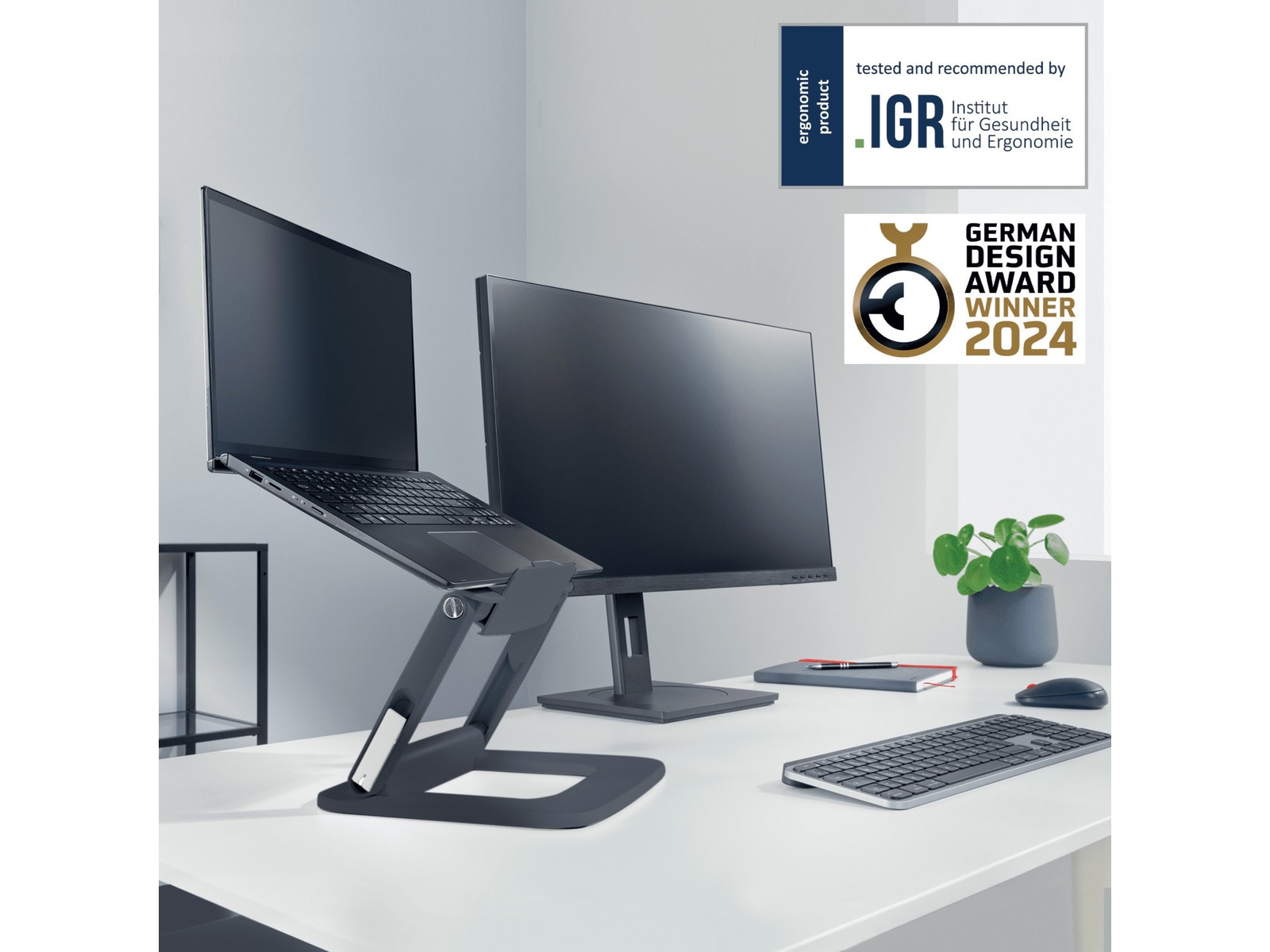 Leitz Ergo Multi-angle laptop stativ (grå) Bærbar stativ