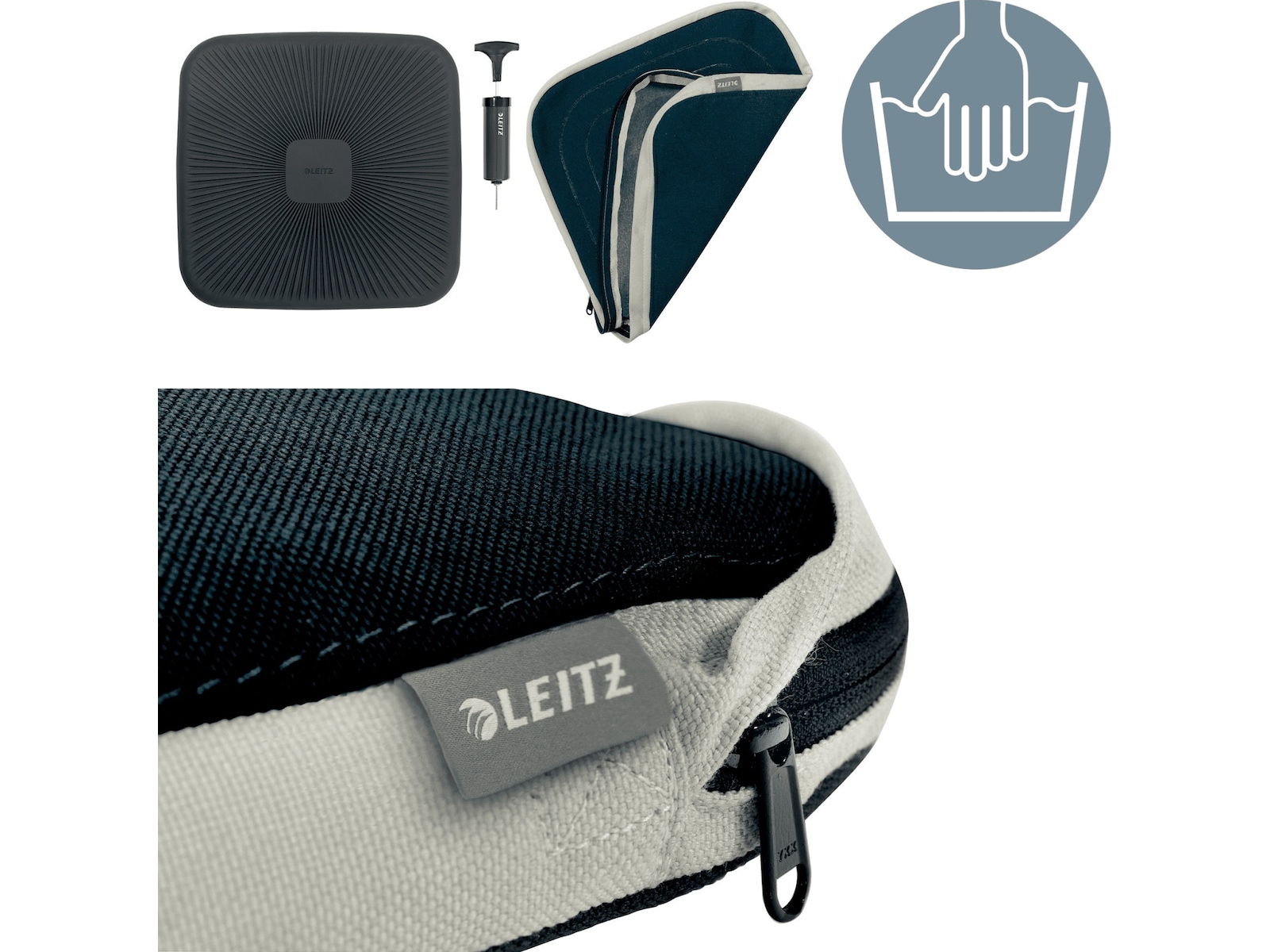 Leitz Active Wobble siddepude med betræk (mørkegrå) Sittepute