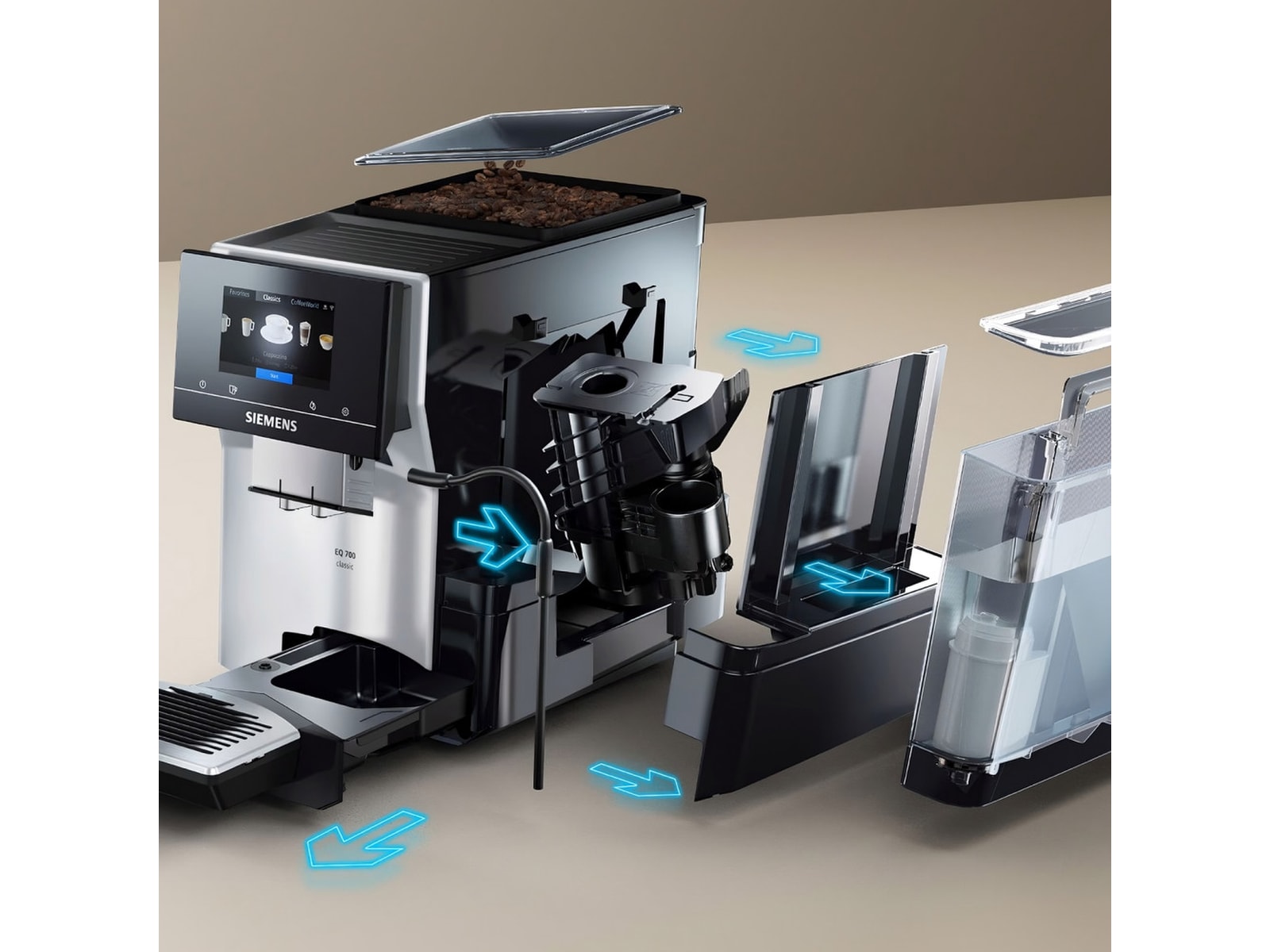 Siemens EQ700 klassisk Automatisk Kaffemaskine (inox/sølv) Espressomaskiner