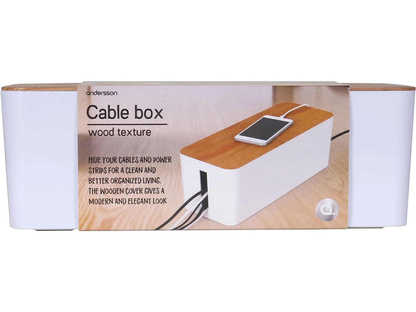 Andersson Stor kabelboks (hvid/træ) Kabel skjulere & tilbehør