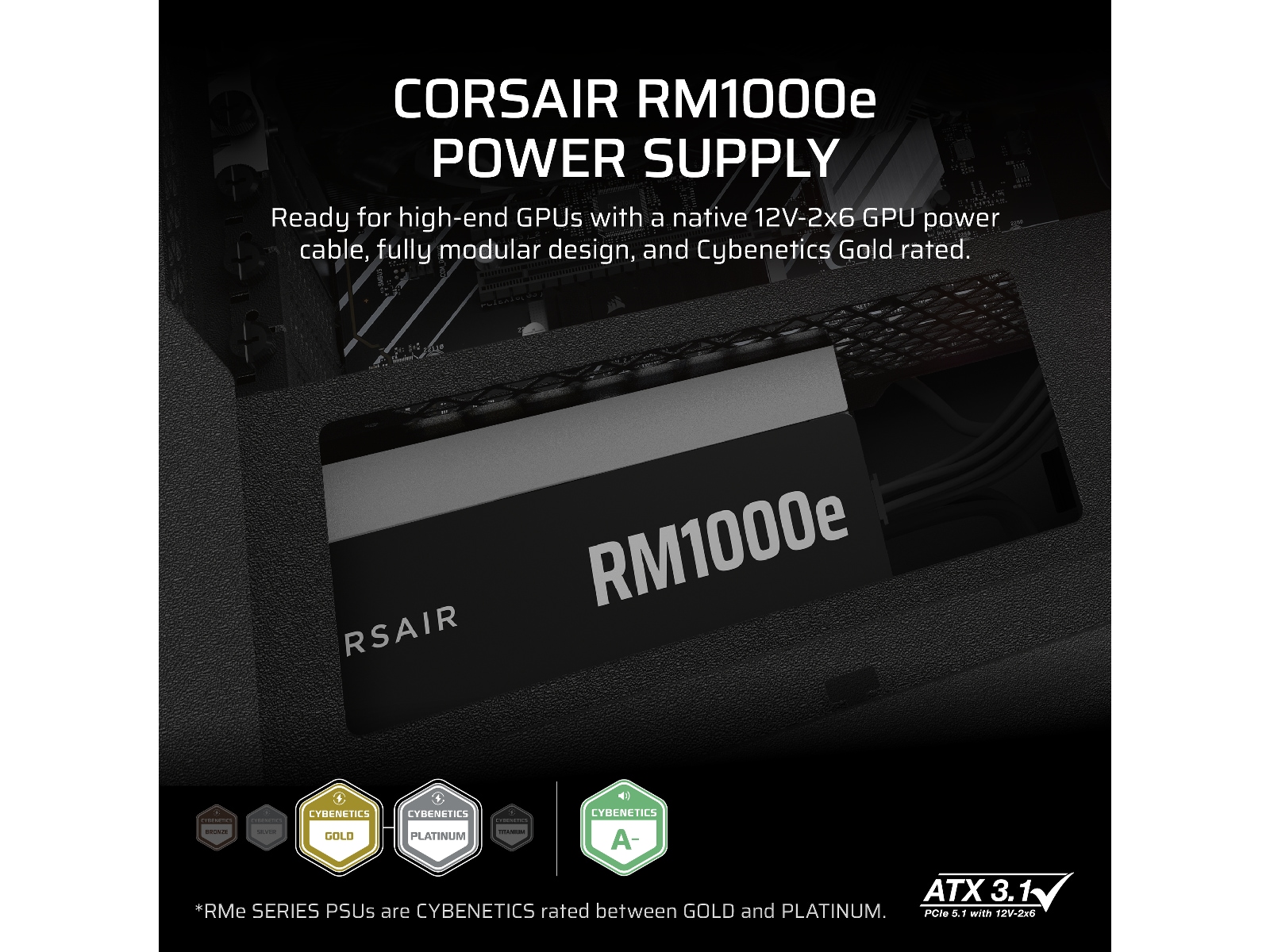 Corsair RMe Series RM1000e PSU (sort) Strømforsyninger