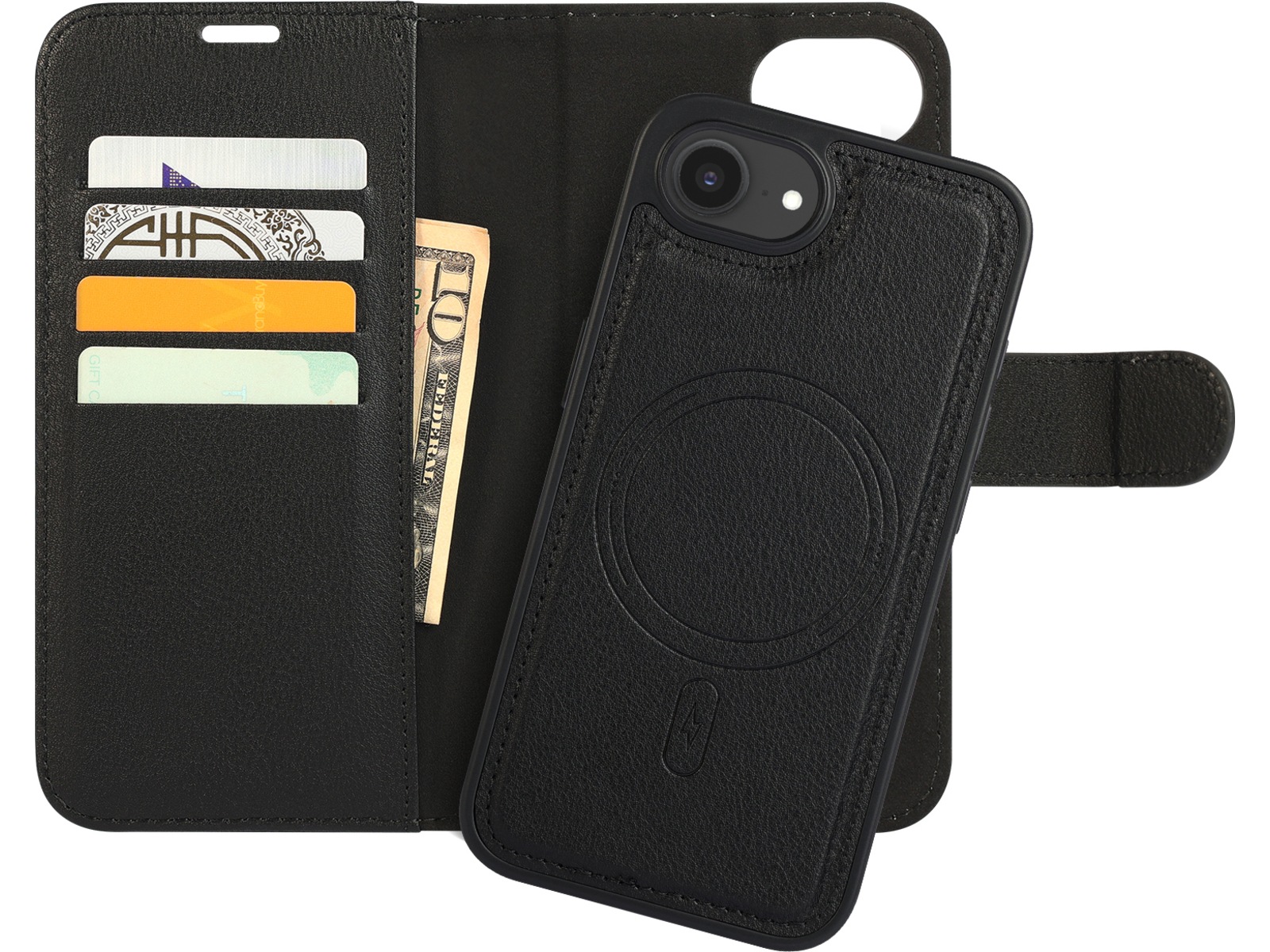 iiglo iPhone 17e / 16e 2-i-1 Wallet cover (sort) Mobilcover