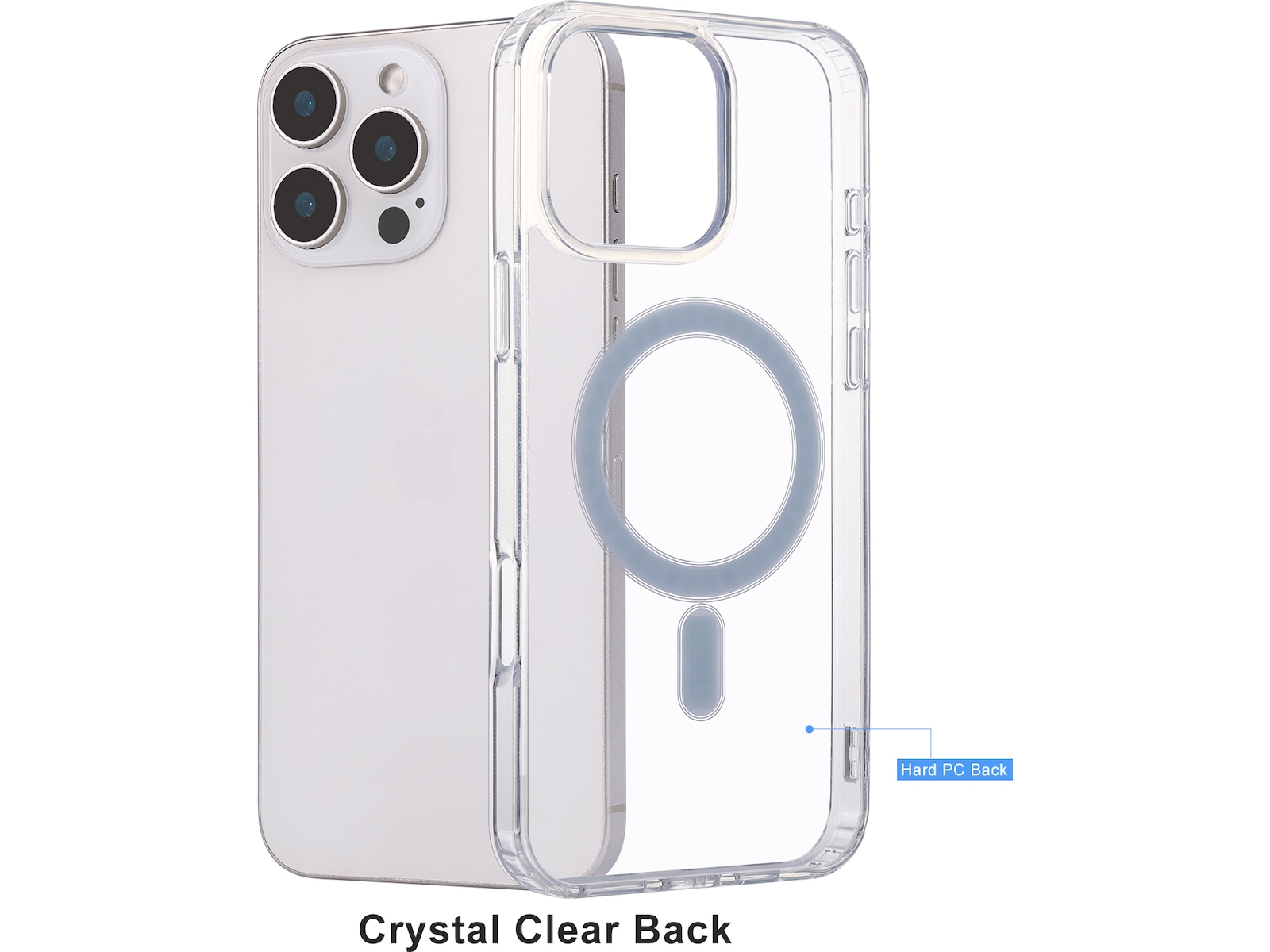 iiglo iPhone 16 Pro Max Magnetic Clear Case (gennemsigtig) Mobilcover
