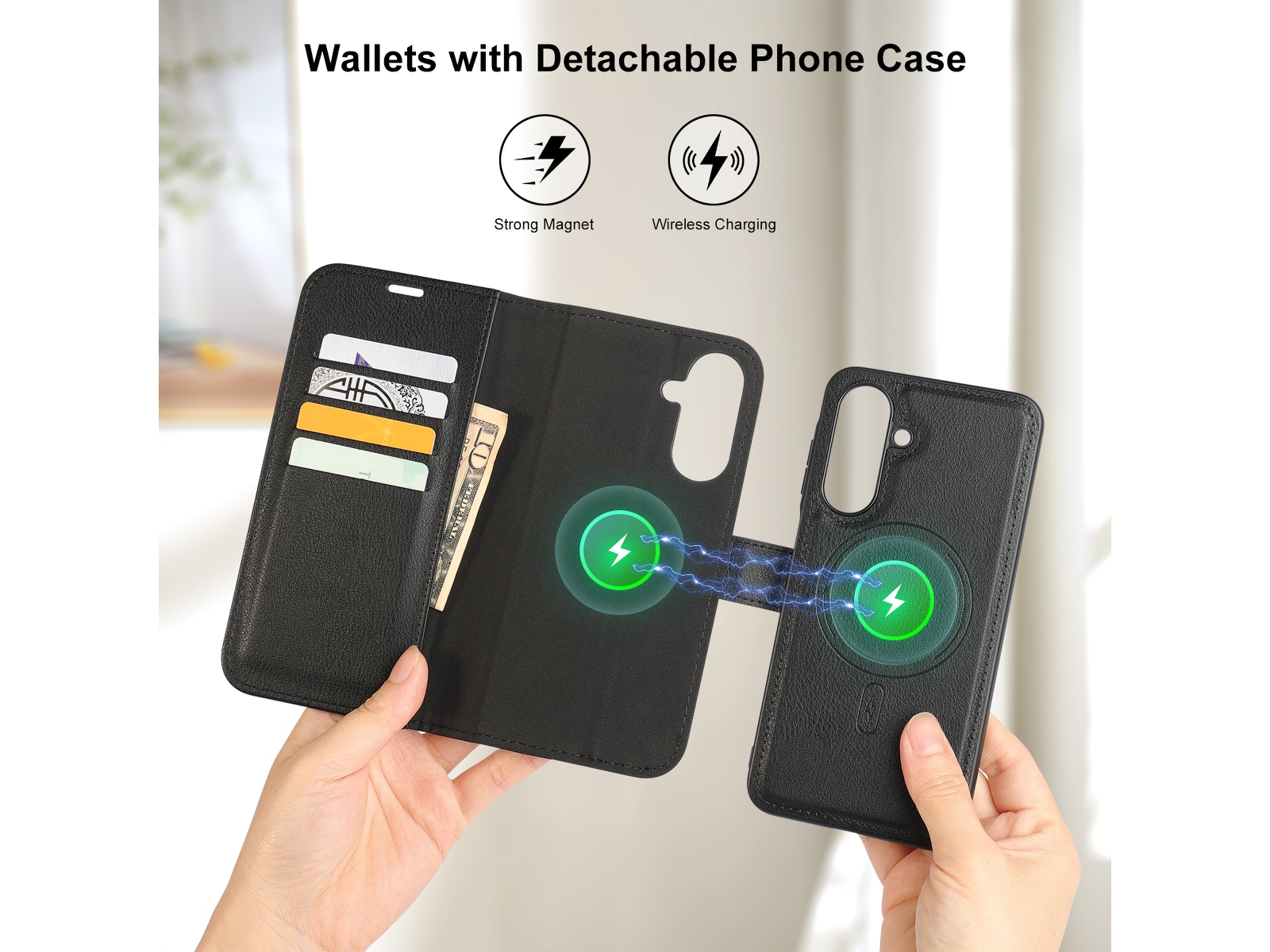 iiglo Galaxy A26 5G 2-i-1 Wallet cover (sort) Mobilcover