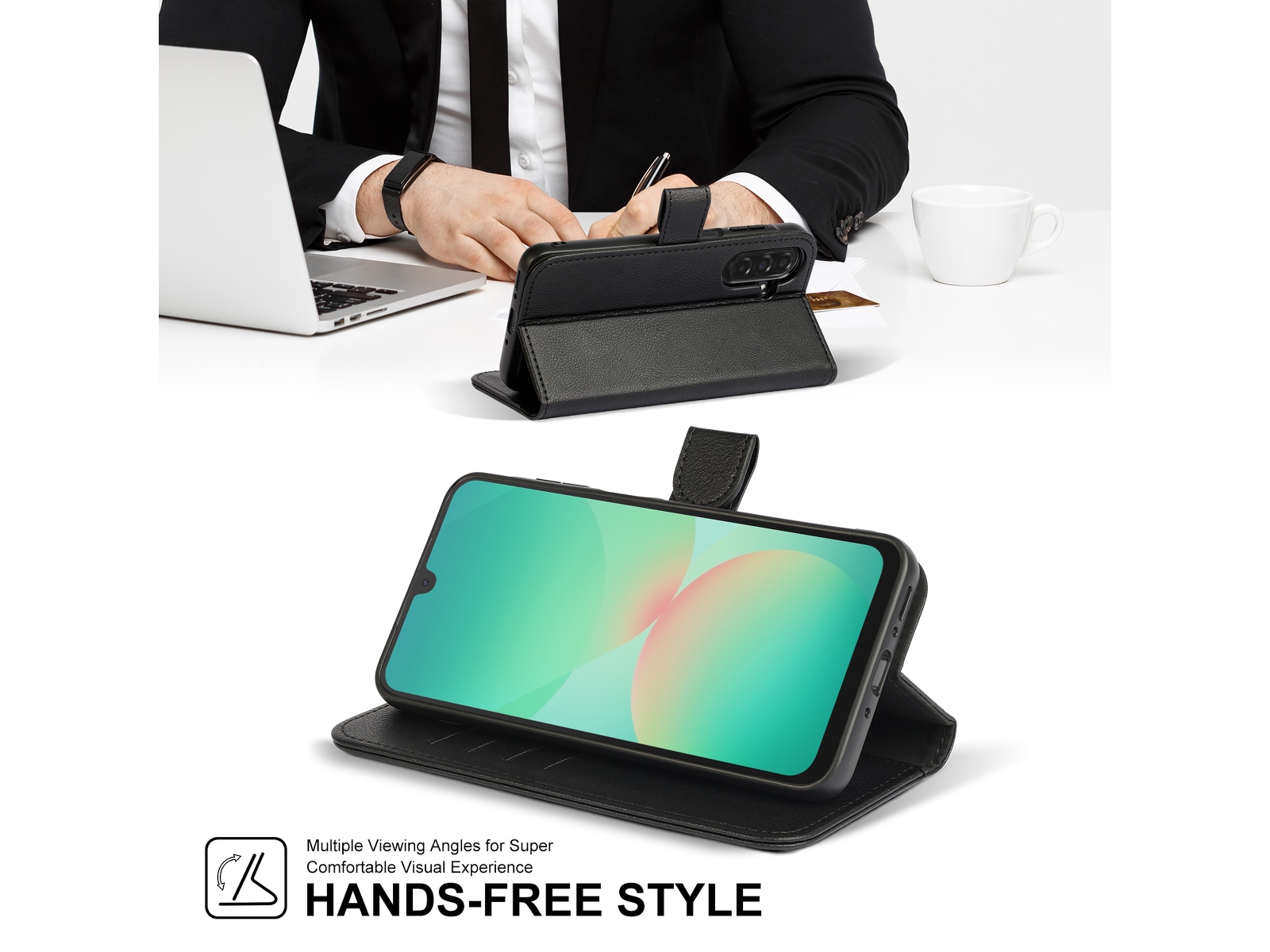 iiglo Galaxy A26 5G 2-i-1 Wallet cover (sort) Mobilcover