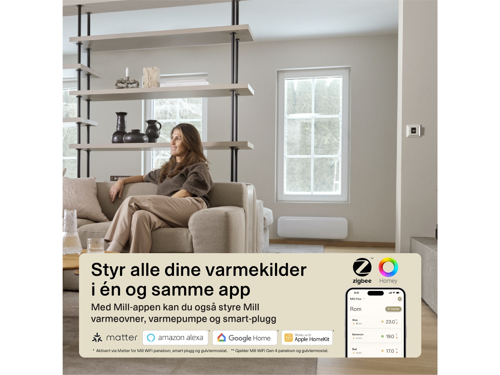 Mill Smart WiFi Gulvtermostat (polarhvid) Tilbehør til varme