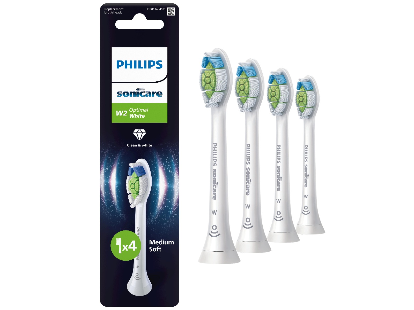 Philips Sonicare W2 Optimal White tandbørstehoveder (4 pack, hvid) Tandbørstehoveder