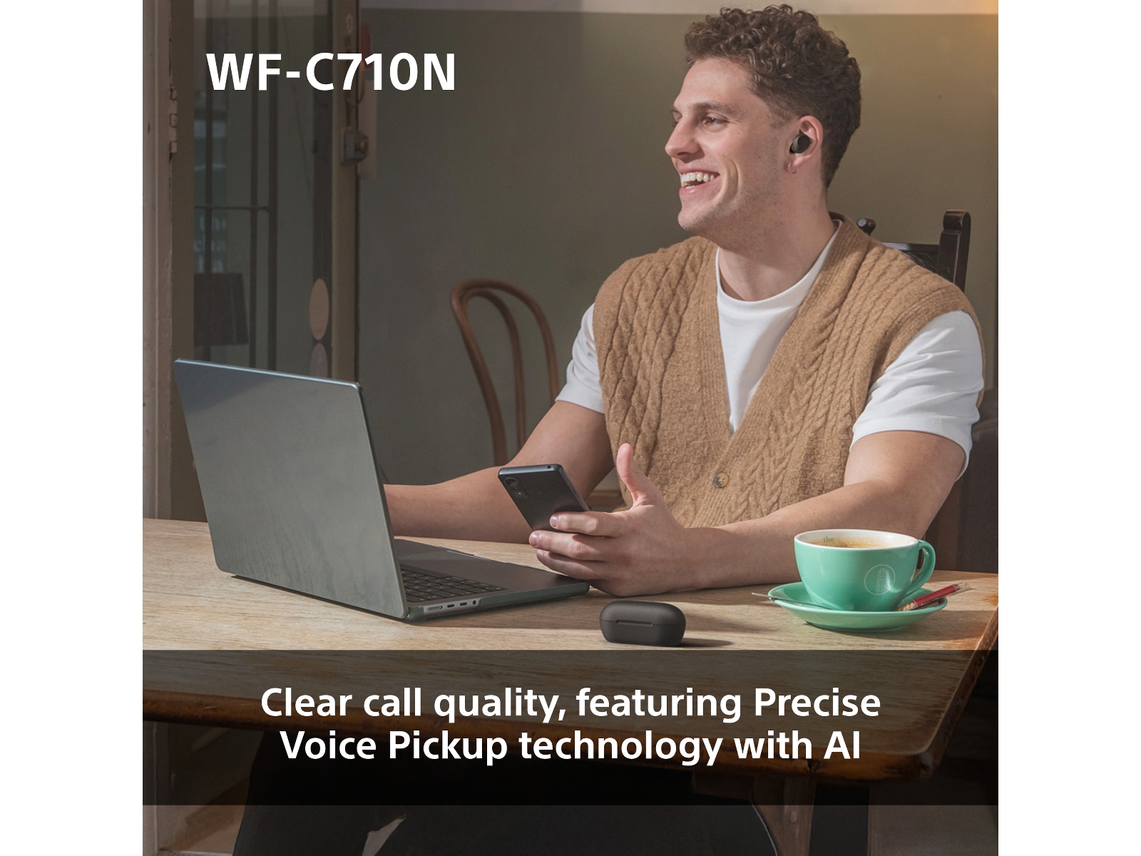 Sony WF-C710N Trådløse høretelefoner, Earbuds med mikrofon (hvid) In-ear høretelefoner