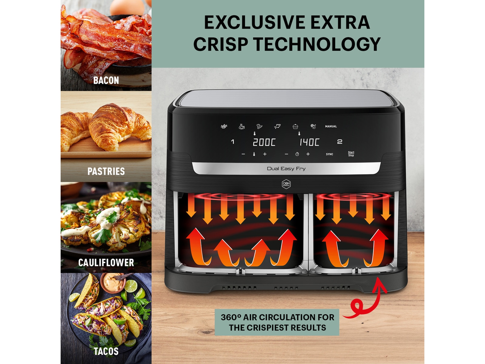 OBH Nordica Dual Easy Fry Air fryer AG901NS0 Airfryer