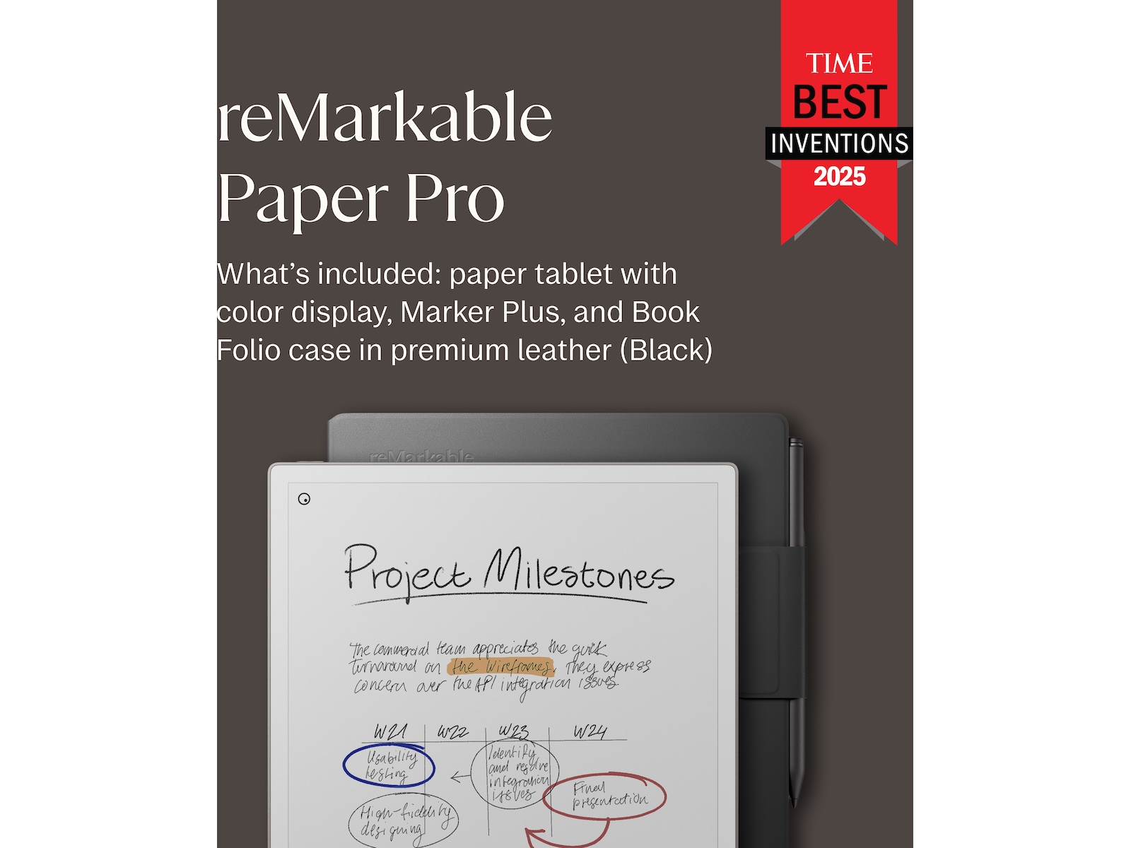 reMarkable Paper Pro 11,8" 64GB inkl. Marker Plus og Book Folio (sort skind) Digitale paper