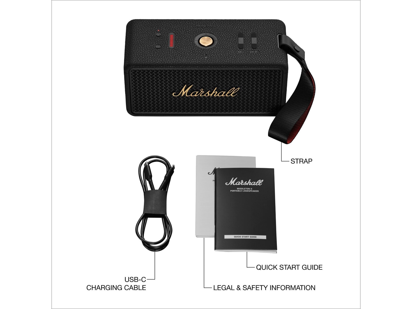 Marshall Middleton II Trådløs bluetooth højtale (sort/messing) Trådløs / Bluetooth højttaler