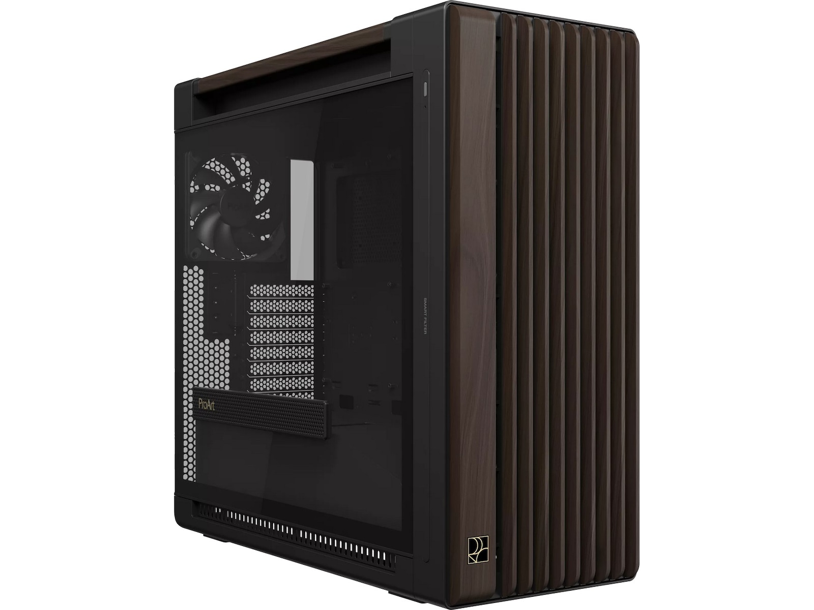Asus PA602 PROART Walnut Wood TG PWM Modern Mid Tower (sort) Mini/Micro/Nano tower