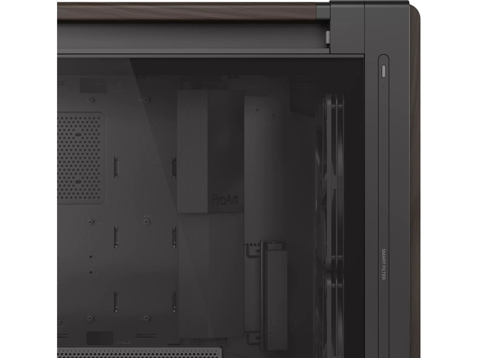 Asus PA602 PROART Walnut Wood TG PWM Modern Mid Tower (sort) Mini/Micro/Nano tower