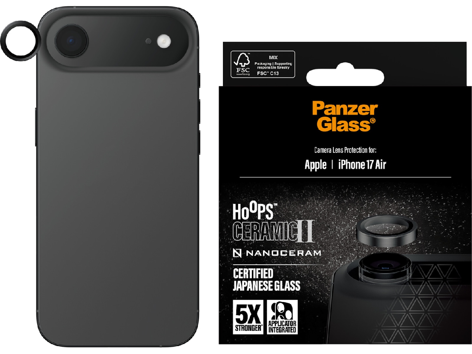 PanzerGlass iPhone Air Hoops Ceramic II Linsebeskytter Skærmbeskyttelse mobiltelefon