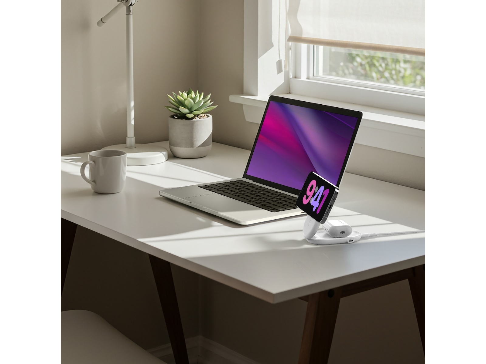 Belkin UltraCharge 2-i-1 Qi2 trådløs oplader (hvid) Trådløs oplader