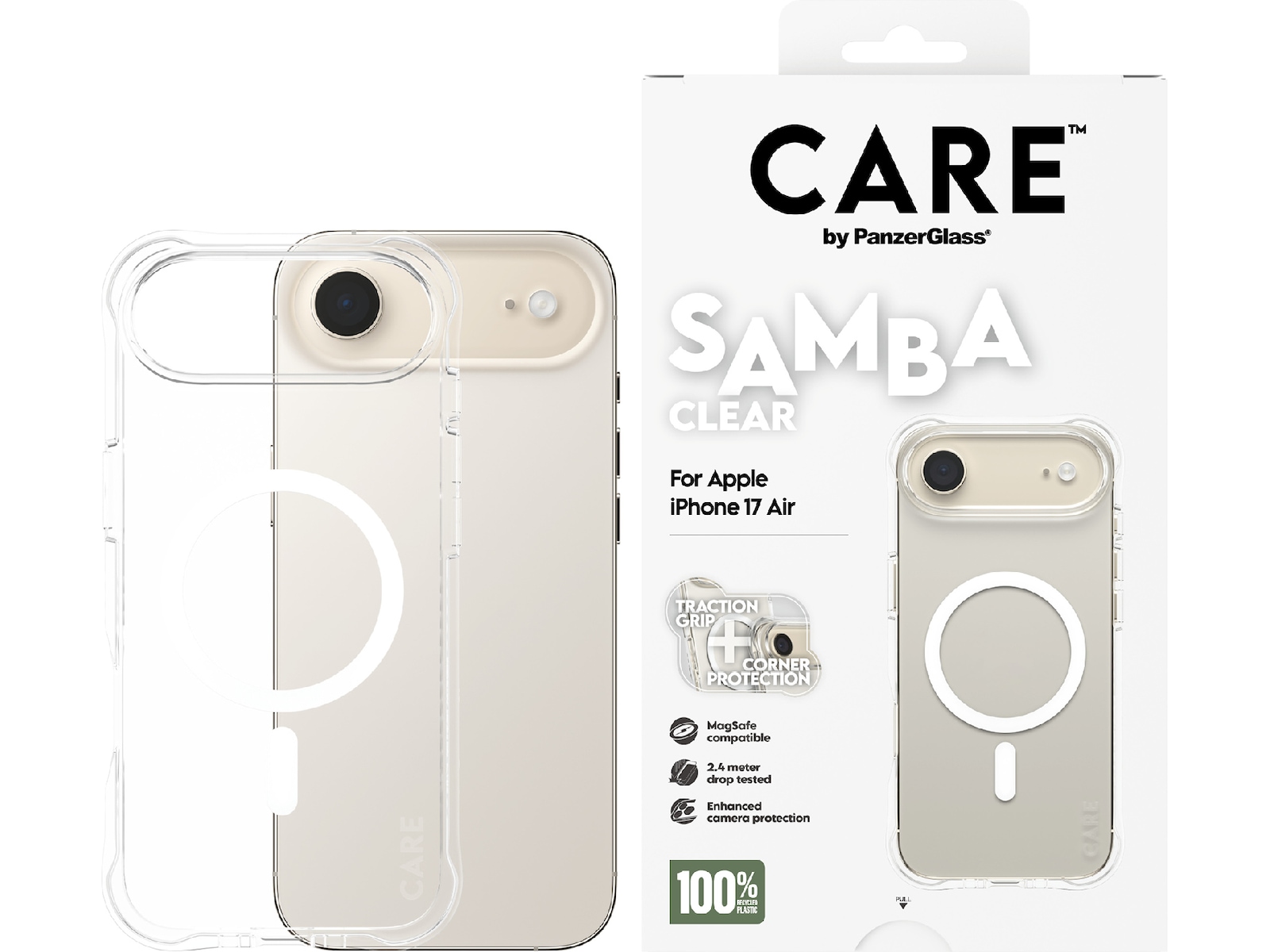 PanzerGlass CARE iPhone Air Samba Hardcase (gennemsigtig/hvid) Mobilcover