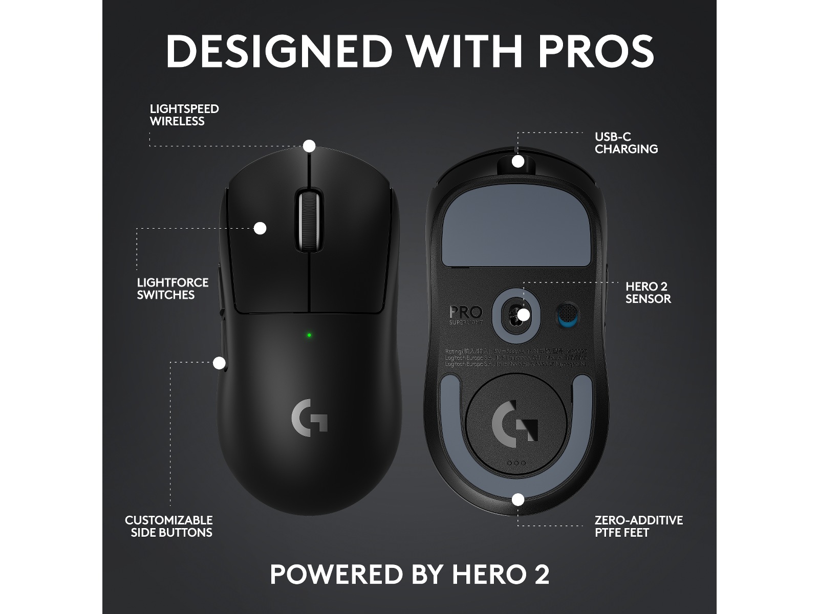Logitech Pro X Superlight 2c trådløs gamingmus (hvid) Gamingmus