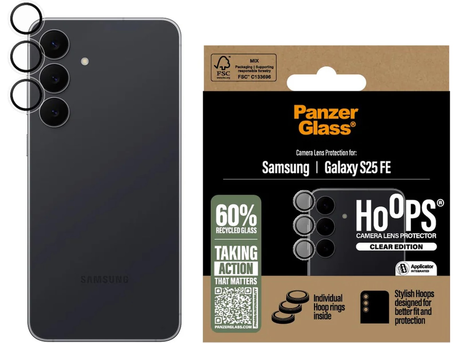 PanzerGlass Galaxy S25 FE Hoops Linsebeskytter (gennemsigtig) Skærmbeskyttelse mobiltelefon