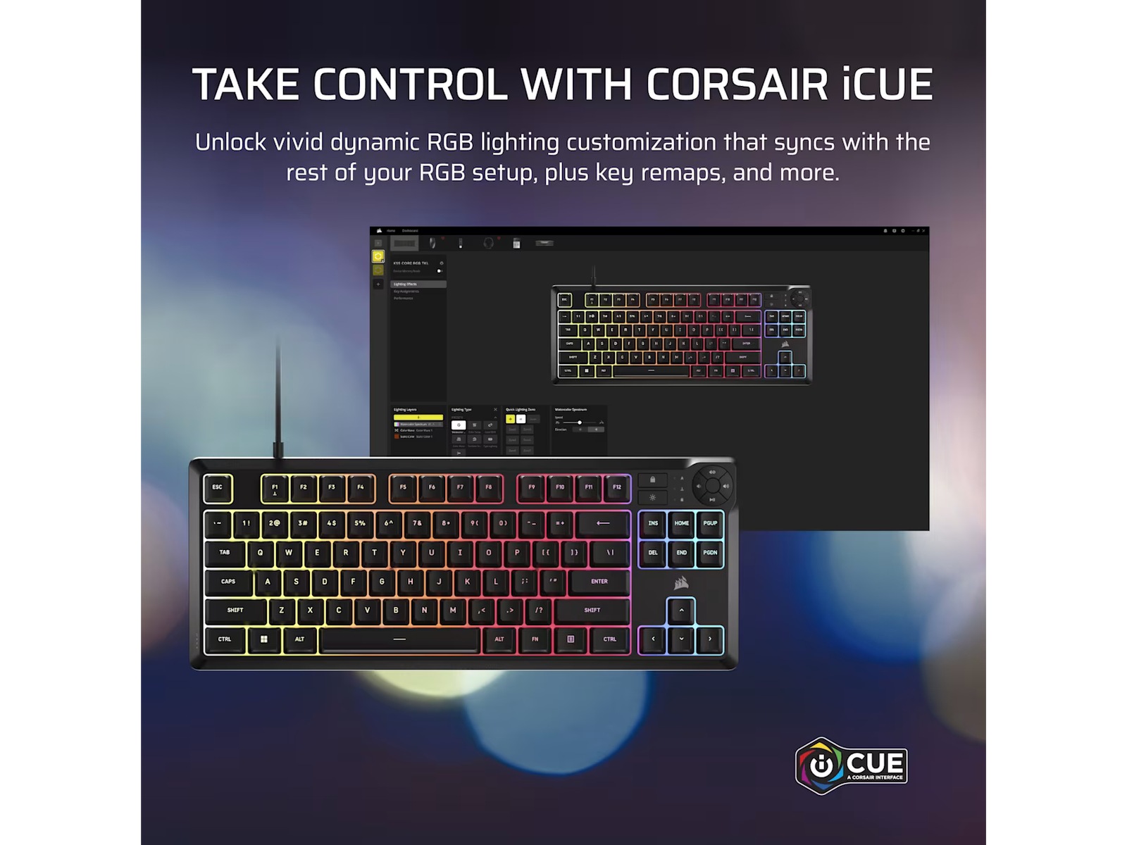 Corsair K55 CORE TKL RGB Gamingtastatur (sort) Gamingkeyboard