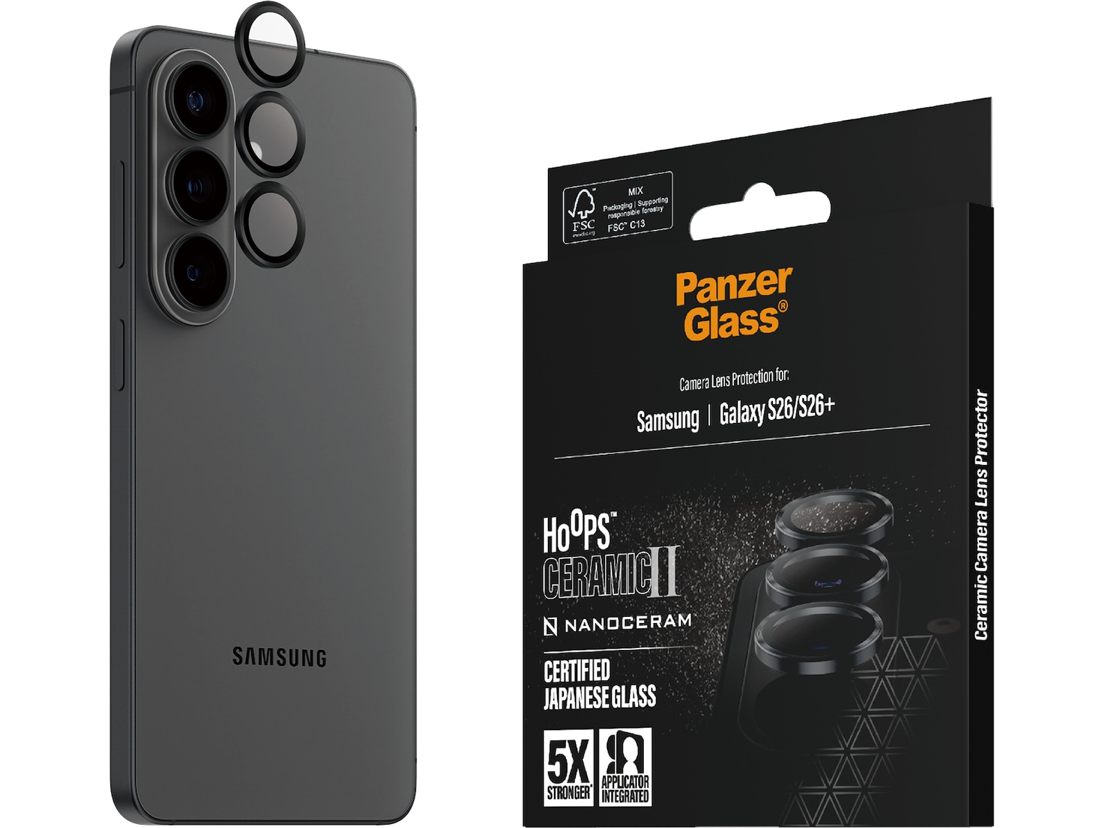 PanzerGlass Galaxy S26 / S26+ Hoops Ceramic II Linsebeskytter Skærmbeskyttelse mobiltelefon