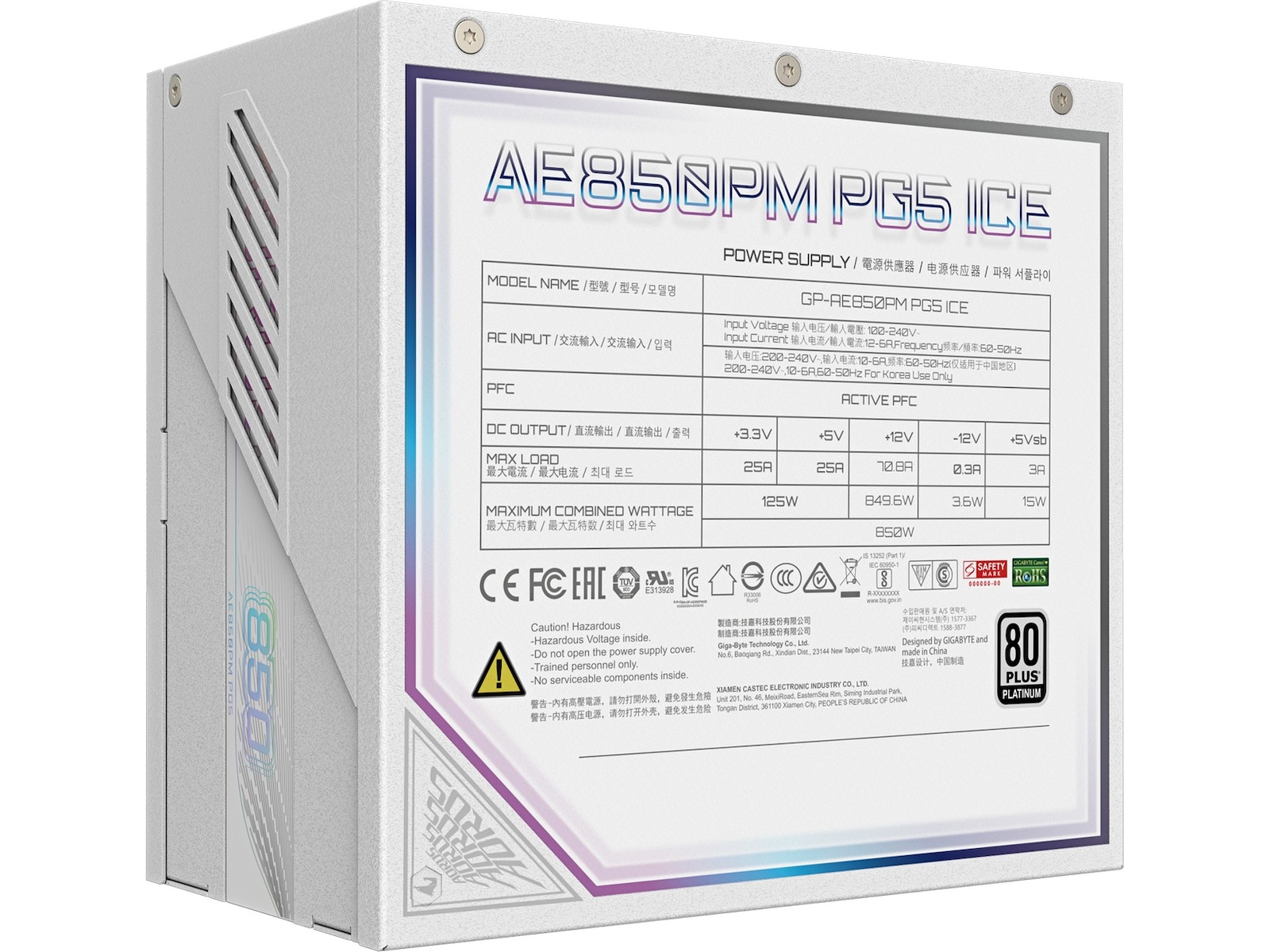 Gigabyte AORUS ELITE P850W ICE PSU (hvid) Strømforsyninger