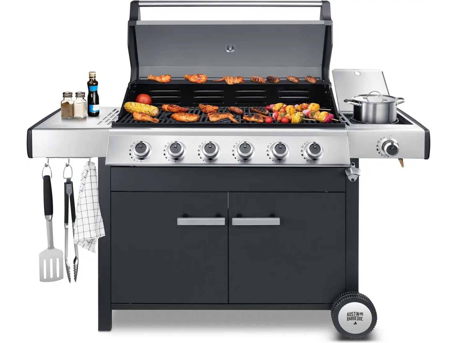 Austin and Barbeque Klassisk gasgrill 6 brændere Udendørsgrill
