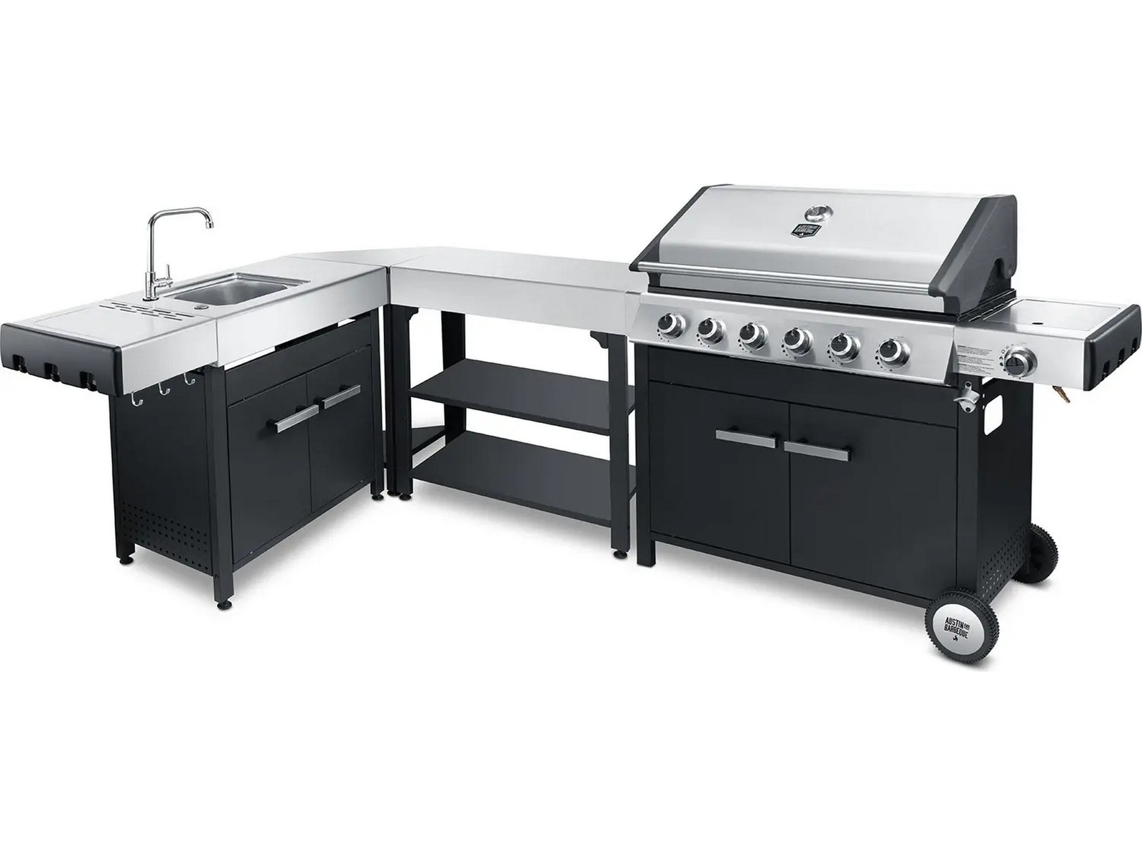 Austin and Barbeque Klassisk gasgrill 6 brændere Udendørsgrill