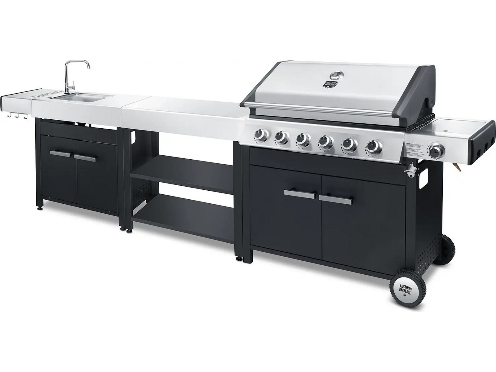 Austin and Barbeque Klassisk gasgrill 6 brændere Udendørsgrill