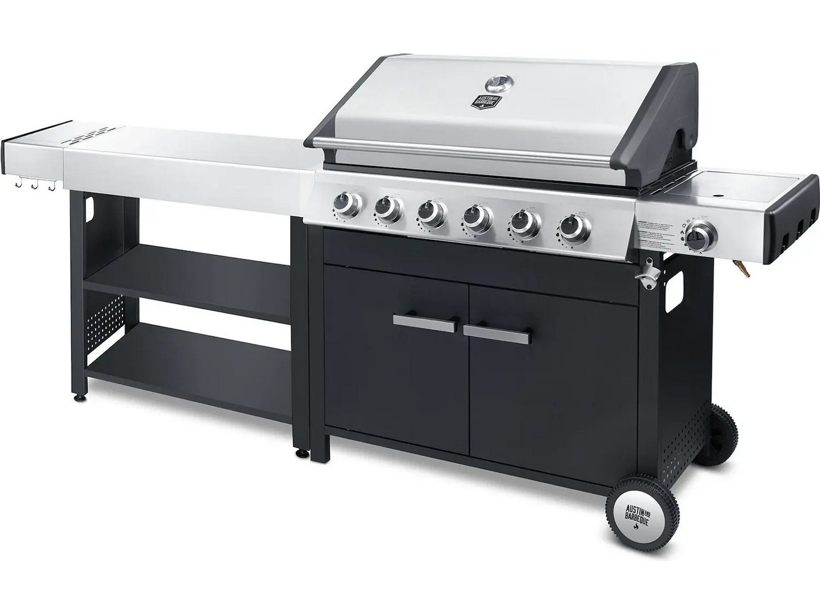 Austin and Barbeque Klassisk gasgrill 6 brændere Udendørsgrill
