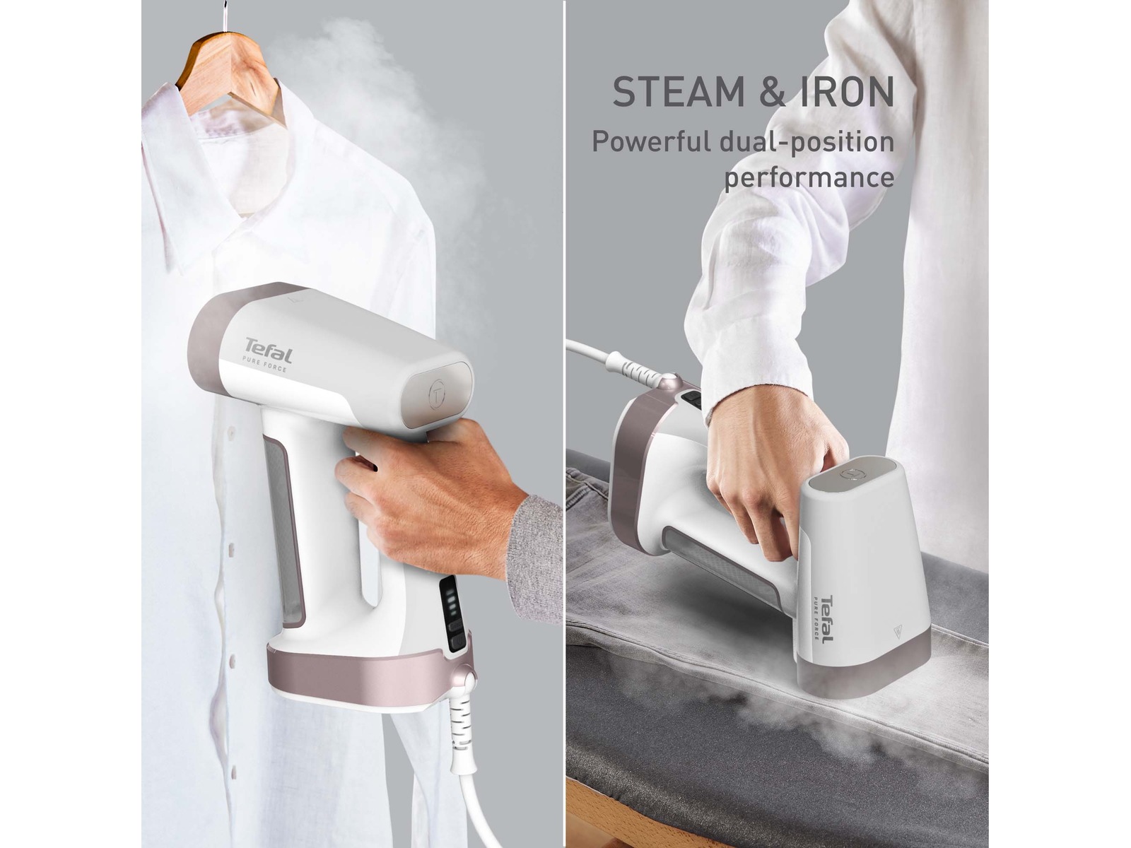 Tefal Pure Force 2in1 DT8720E0 1800 W (Hvid & Pink) Tøjdampere