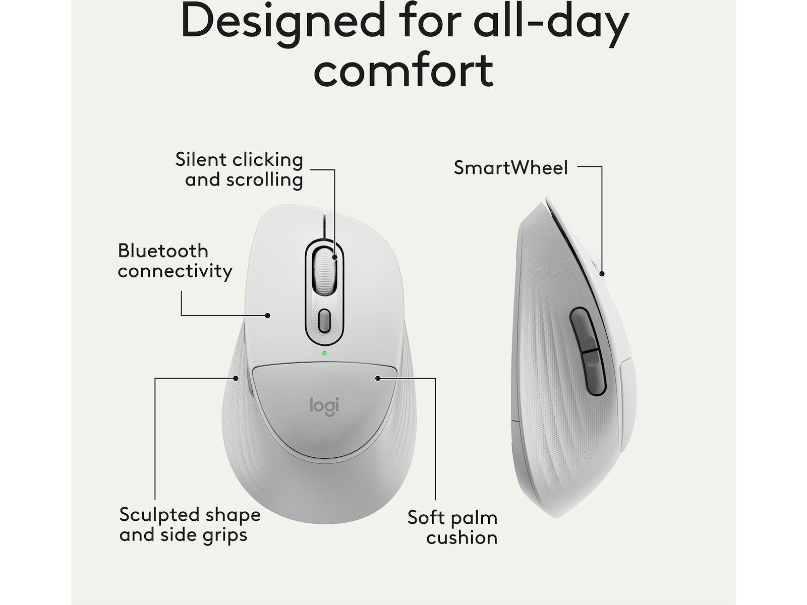 Logitech Signature Comfort M850 L trådløs mus (hvid) Mus