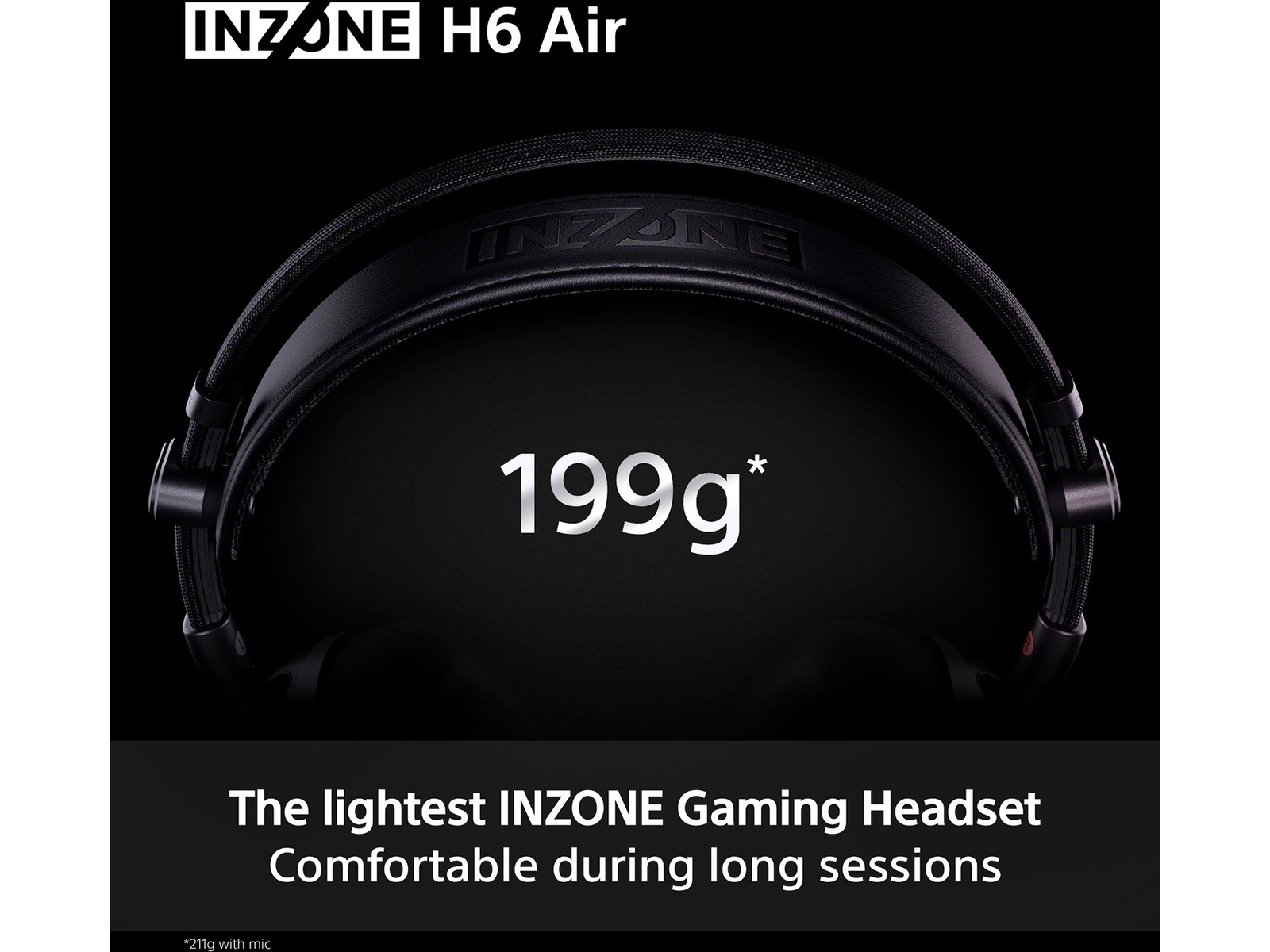 Sony INZONE H6 Air gaming-headset med åben bagside (sort) Gamingheadset
